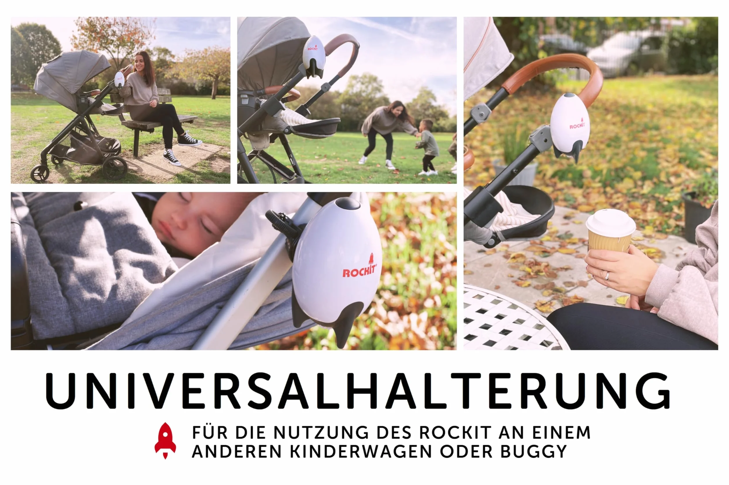 Rockit Rocker - Supporto extra universale (girevole) aggiuntivo per il secondo passeggino o passeggino - compatibile con entrambe le versioni Rockit Rocker (batteria + USB)