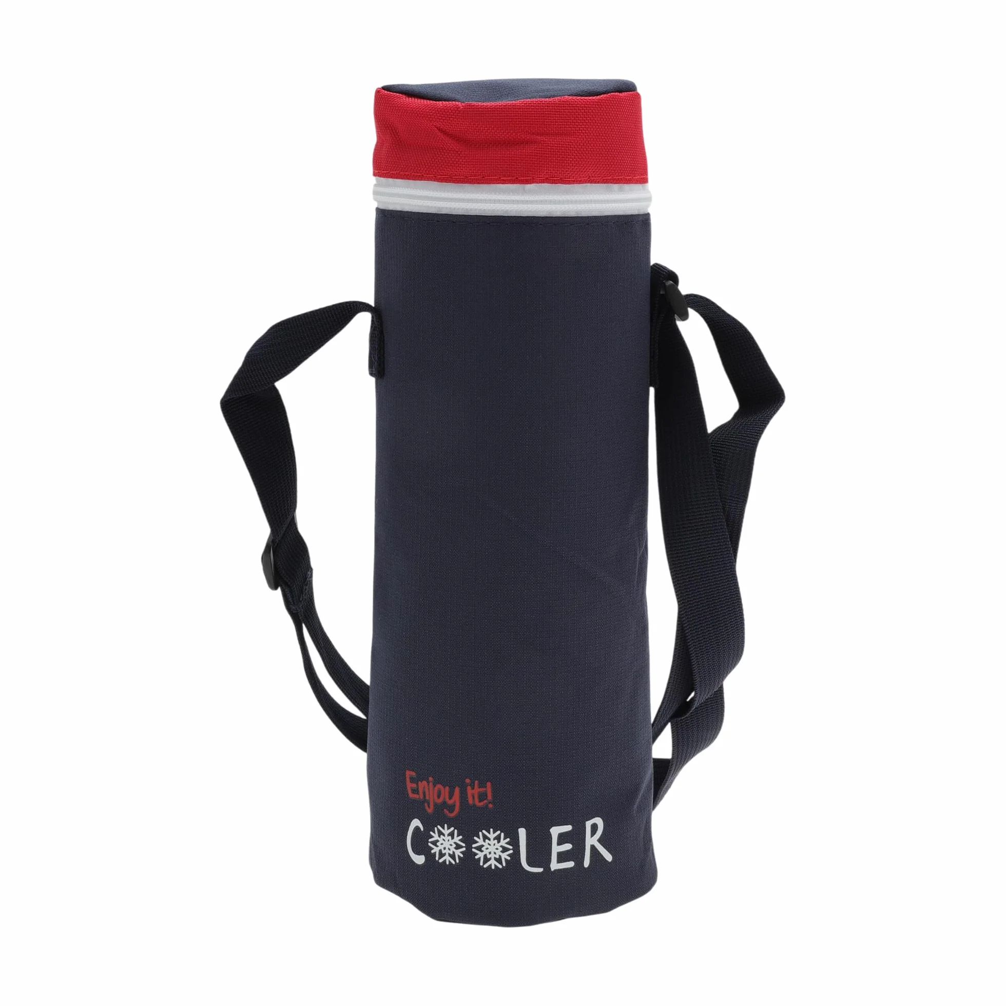 Borsa Isolante per Bottiglia d'Acqua in Tessuto Oxford Cotone Perlato Pellicola in Alluminio Portatile Antiurto con Tracolla Regolabile, 30x10cm, Rosso Blu Scuro
