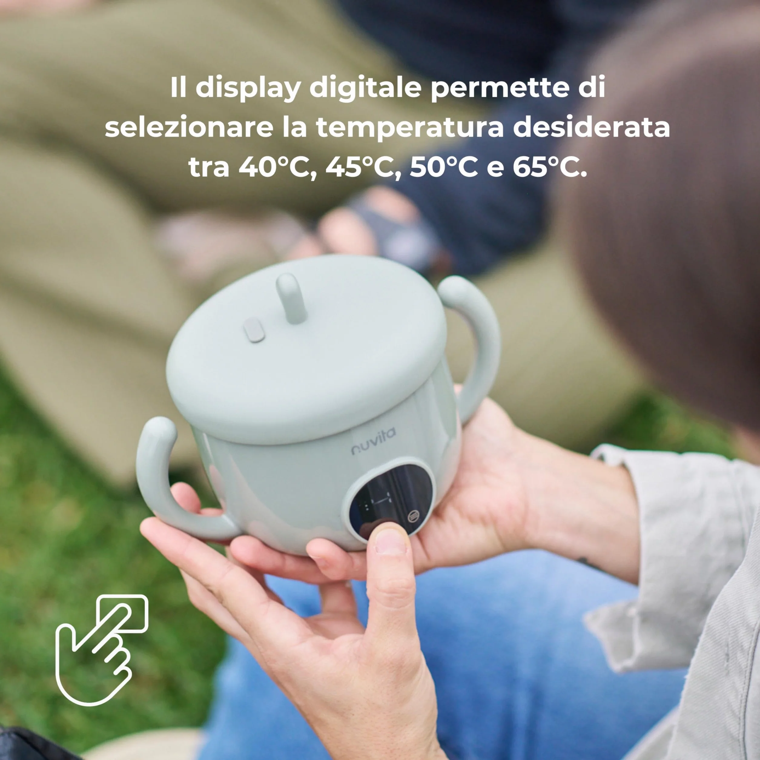 Nuvita 1980 Pappa'n'Go Scaldavivande Portatile per Bambini – Ricaricabile, Impermeabile, con Controllo Intelligente della Temperatura, Interno in Acciaio Inossidabile e Base Antiscivolo