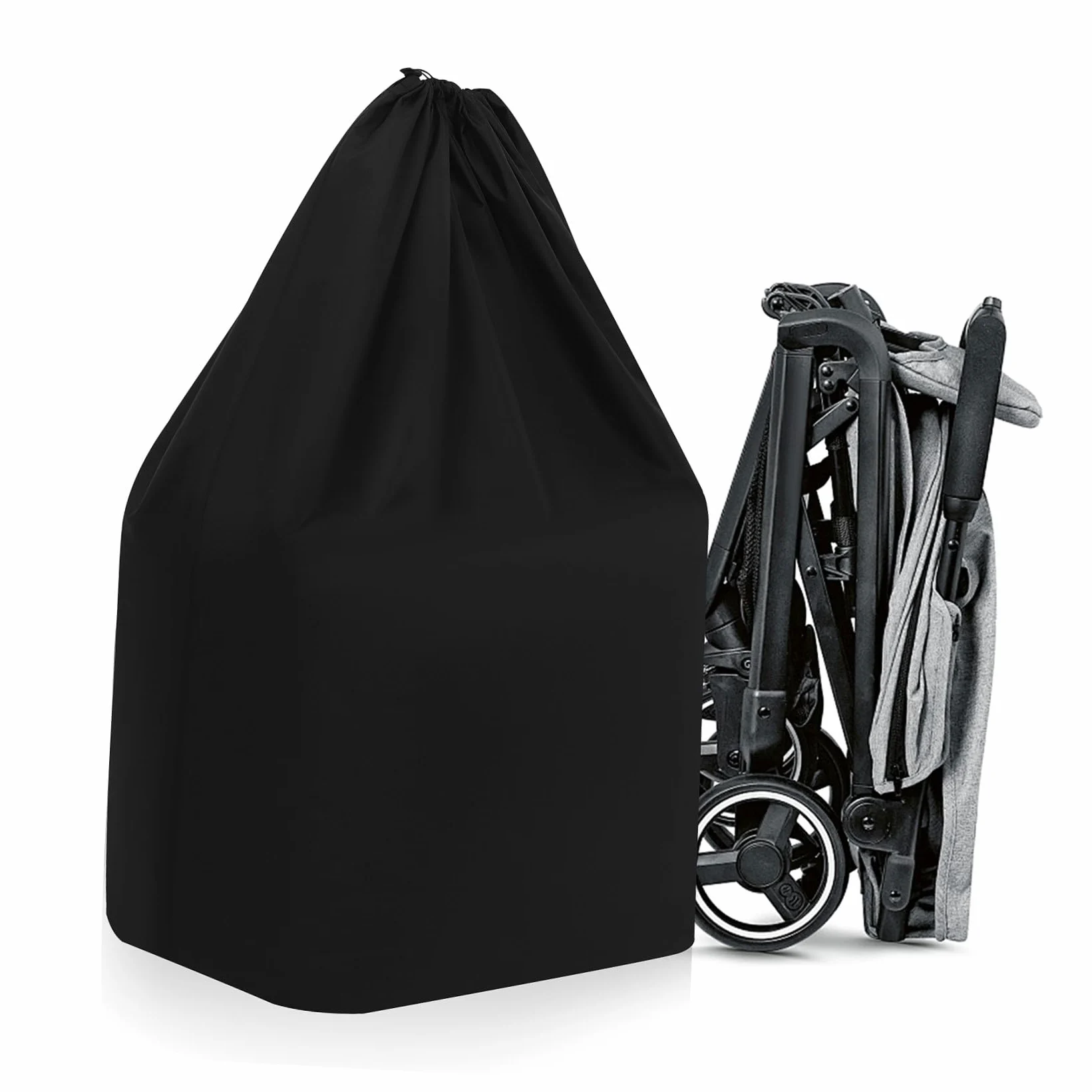Borsa da Viaggio e Tracolle Doppie in Nylon per Passeggino Nero Chiusura Regolabile Protezione Rinforzata per Viaggi in Aereo e Spostamenti Carrozzina