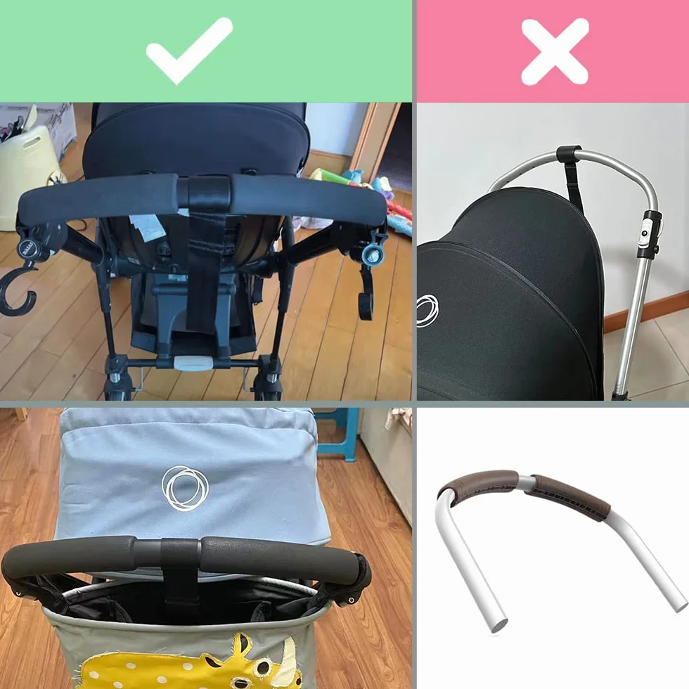 SeedFuture Copri Maniglia per Passeggino Nero 2 Pezzi di 17x11cm, Adatto per Baguboo Bee3, Bee5, Baby Carriage Braccioli Accessori