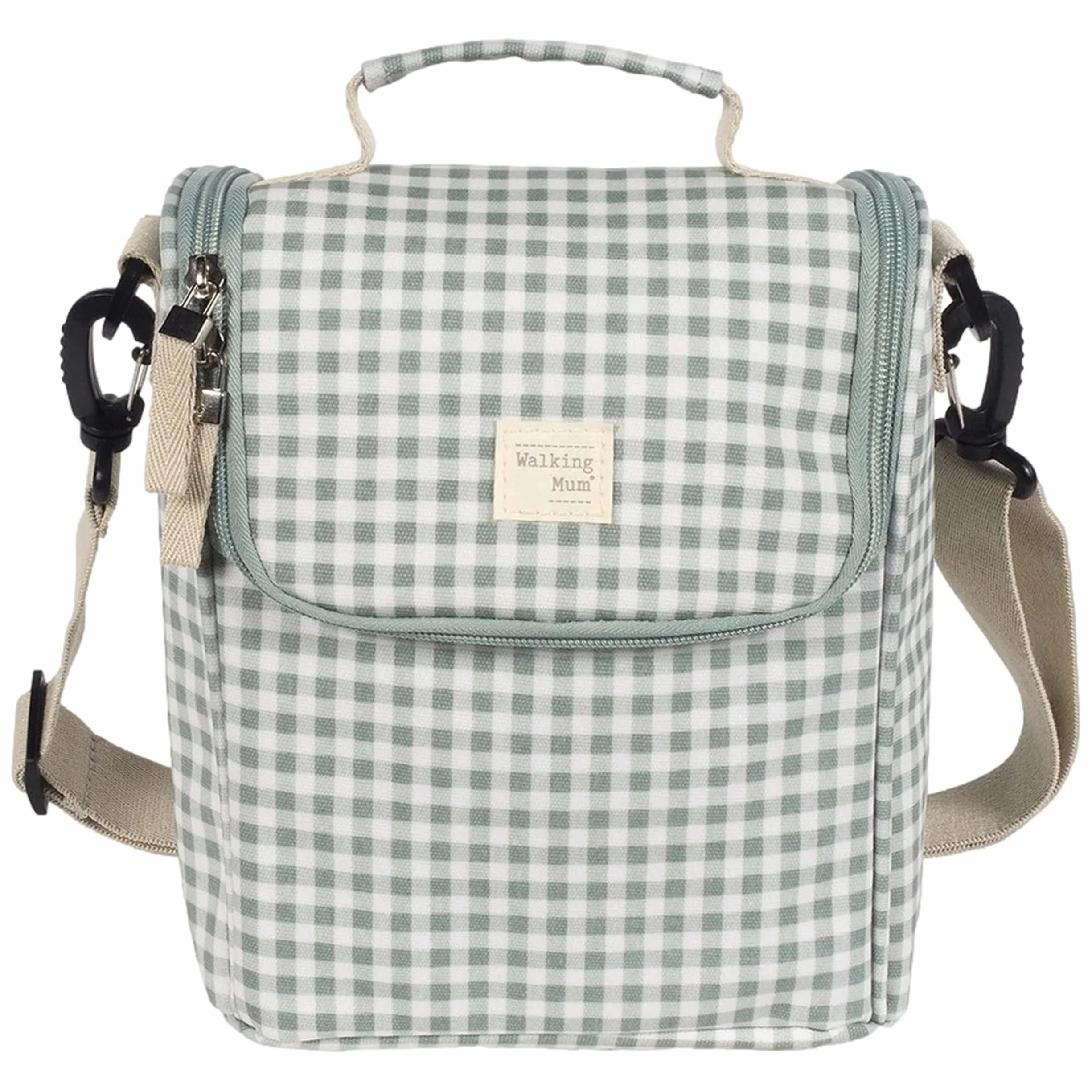 Walking Mum I Love Vichy - Borsa isotermica per alimenti per bambini, grande capacità, design versatile, con manico corto e tracolla, colore: verde, 26 x 23 x 12 cm, Verde, Contemporane