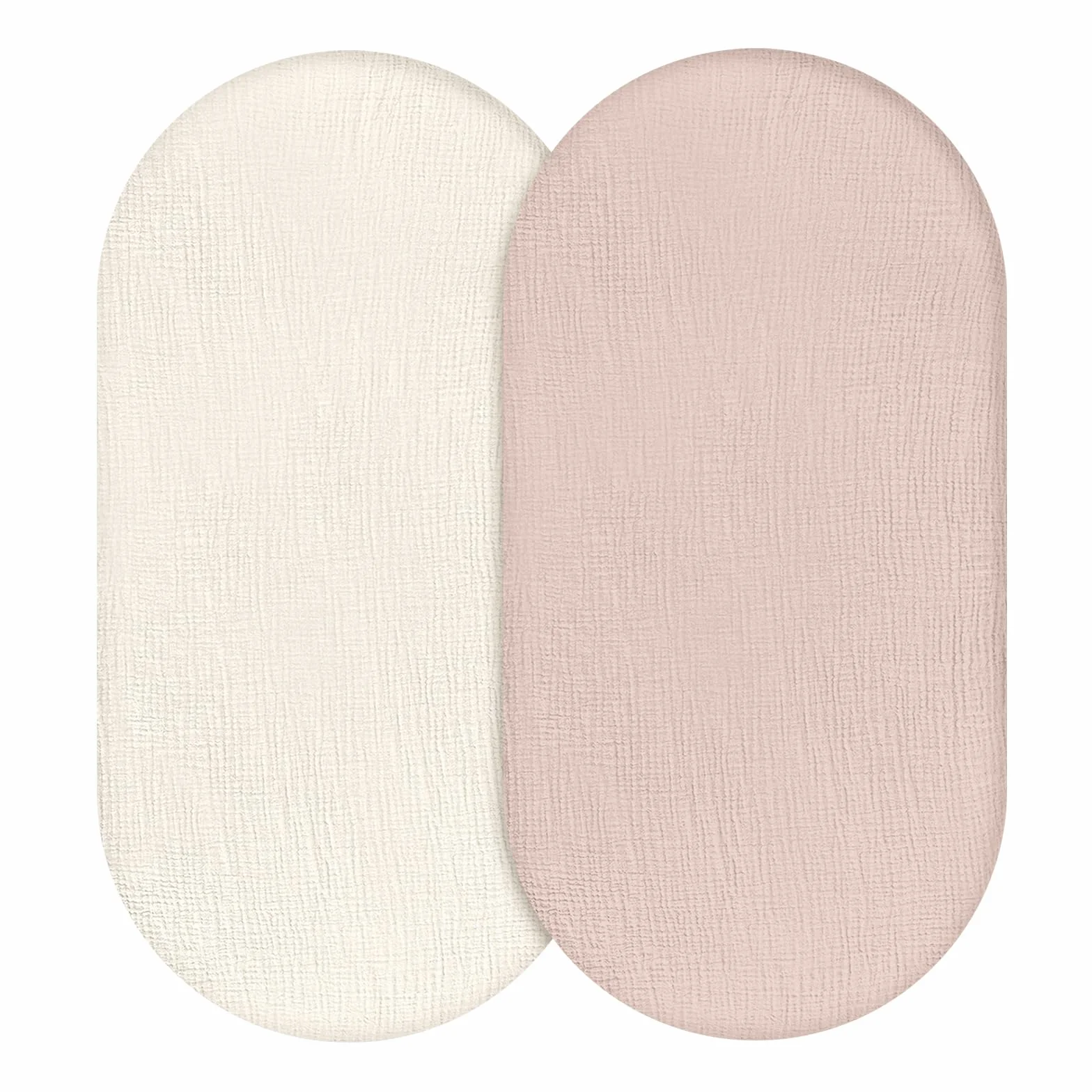 Soarwg Kids Lenzuola con angoli per carrozzina, confezione da 2, copripiumino per materasso per neonati, 100% cotone mussola, per cesto/culla/bassinetto, rosa/bianco, 83 x 43 cm