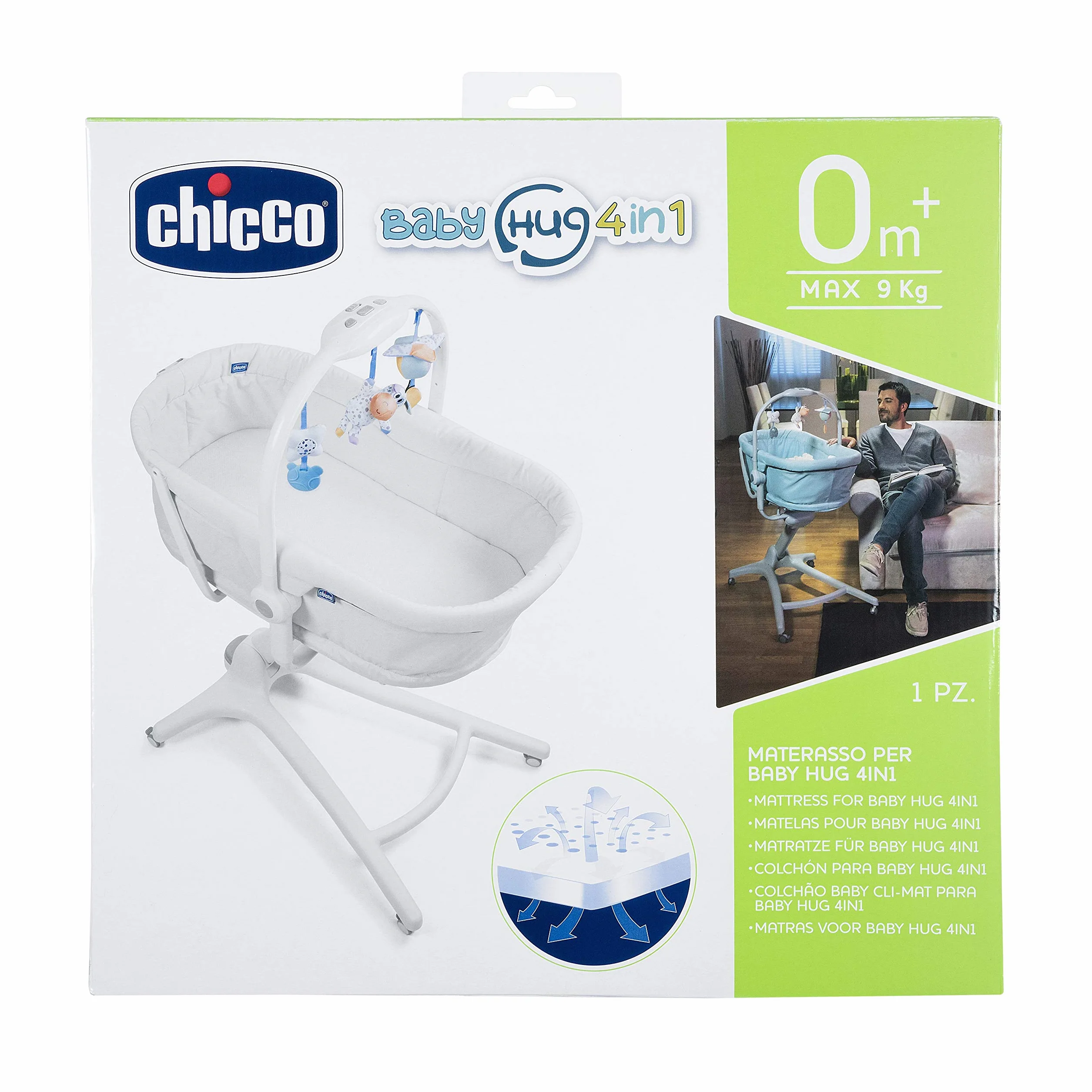 Chicco Materasso Baby Hug 4 in 1, traspirante, bianco, 75 x 38 x 2,5 cm
