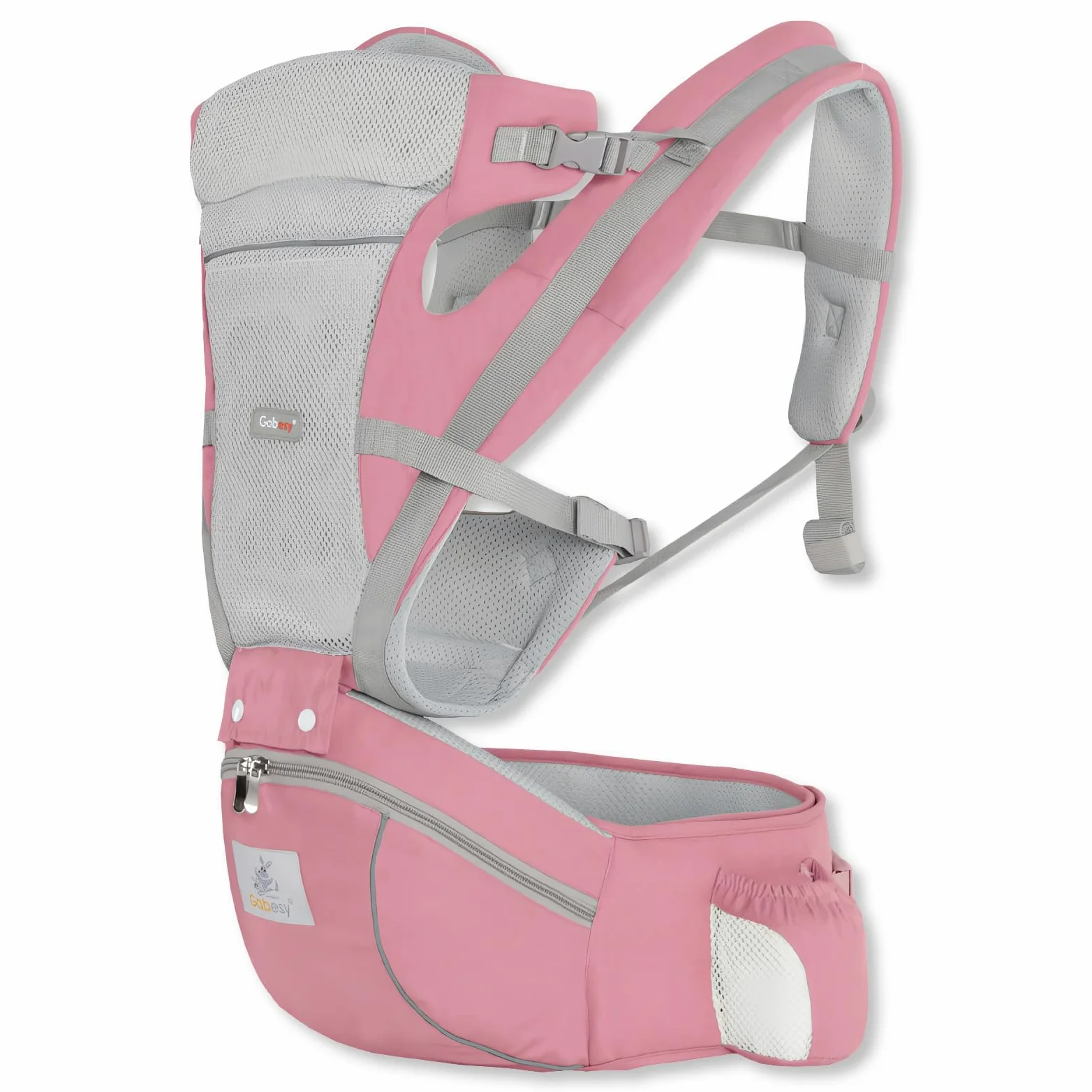 SONARIN Traspirante 3 in 1 Marsupio Neonati con Sedile,Portantina Ergonomico Multifunzionale Porta Bambino Fascia Porta Bebè Multi-Posizioni per Neonati Bambini 0-36 Mesi(Rosa)