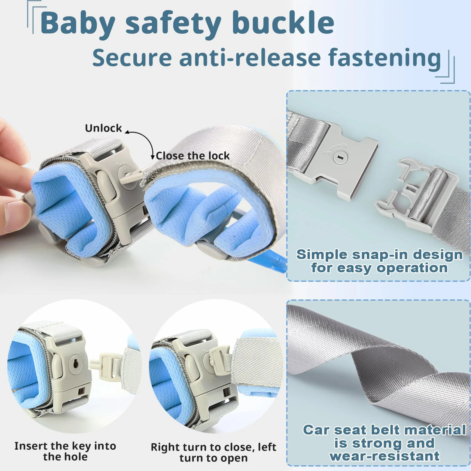 Imbracatura di Sicurezza per Bambini, Xiuyer 2.5M 2 in 1 Anti-Perso Cintura da Polso Cinturino con Blocco Guinzaglio di Sicurezza per Ragazzi e Ragazze Passeggio