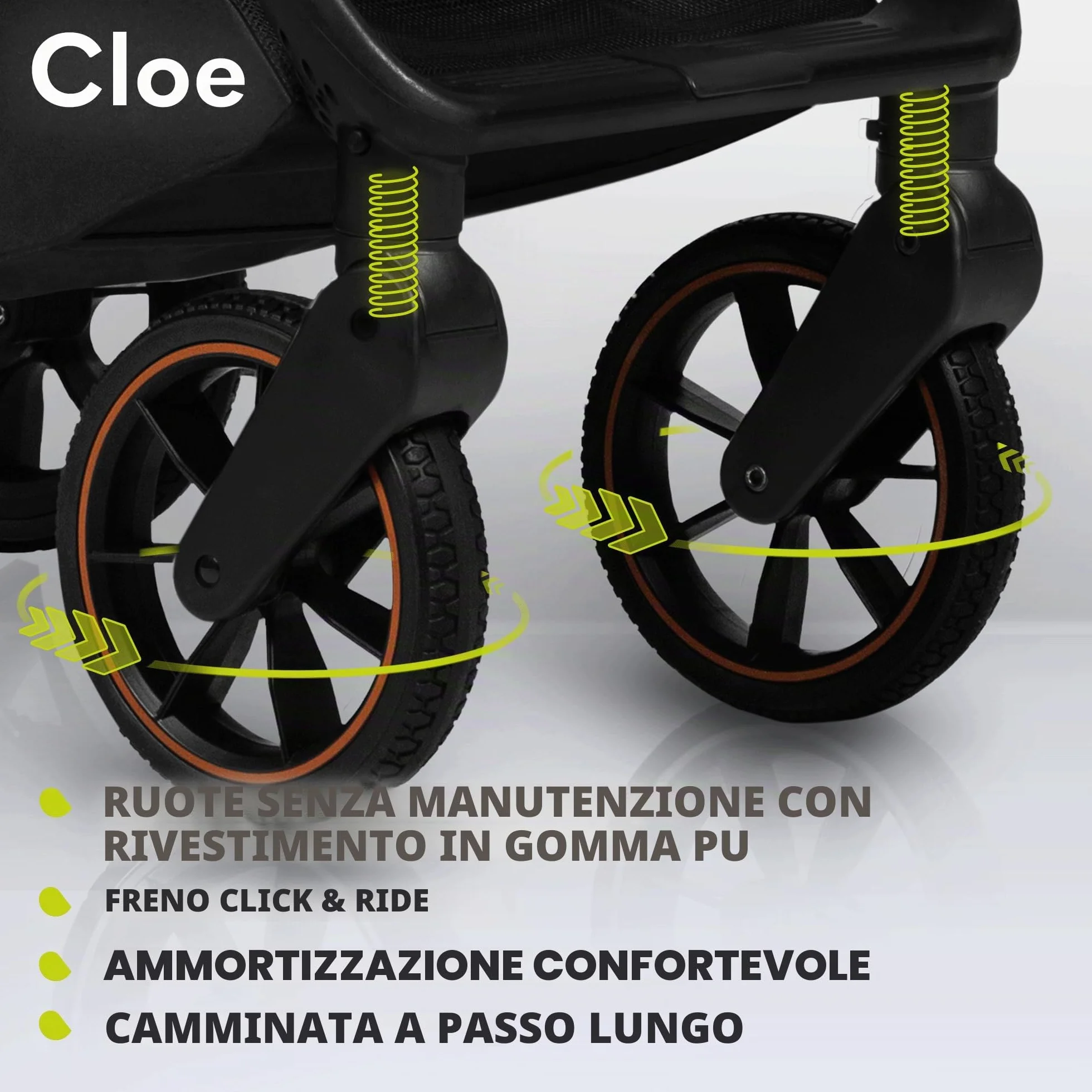 LIONELO Cloe Passeggino leggero e pieghevole per bambini da 0 fino a 22kg Schienale regolabile Posizione nanna Impermeabile, Cinture a 5 punti, Ruote XXL, Zanzariera, Portabicchieri (Momenti d'oro)