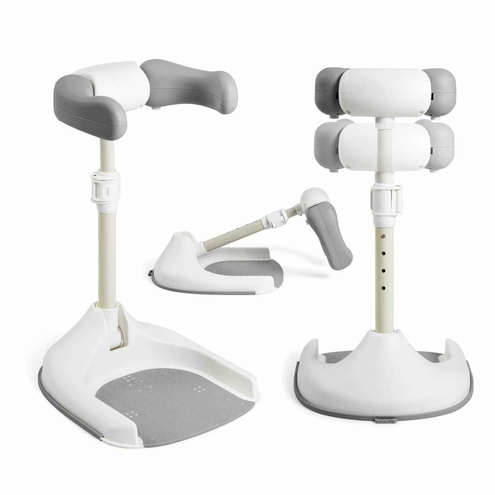 Ms BabyWorld - Supporto per vasca da bagno e doccia, con base antiscivolo, altezza e larghezza regolabile, pieghevole - Torre regolabile per bambinI - Aiuta il passaggio alla doccia in piedi (Grigio)
