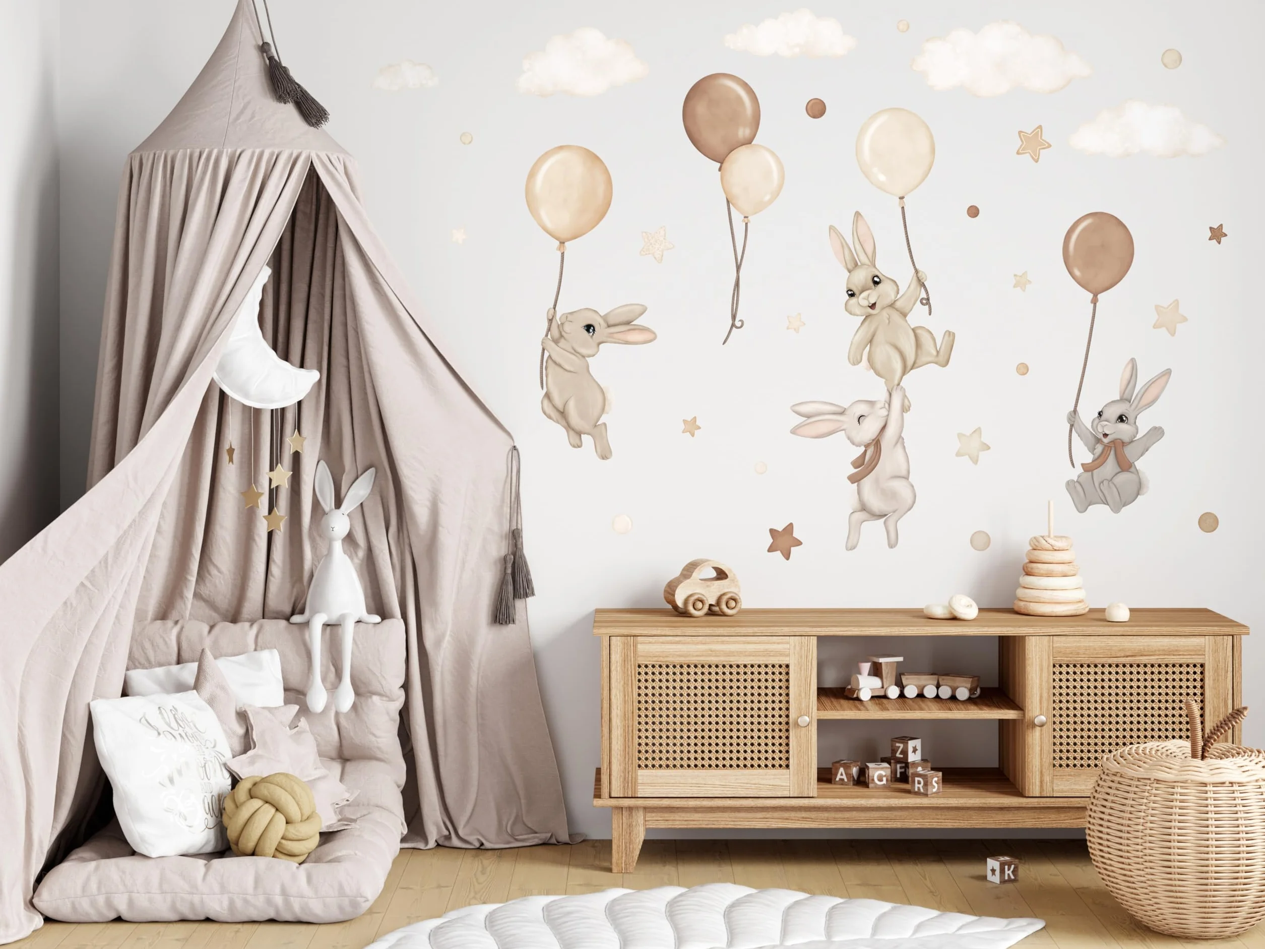 Adesivo da parete per cameretta dei bambini - Adesivo da parete per cameretta dei bambini - Non tossico, sicuro, potente - 29 pezzi adesivi - Marrone, Beige