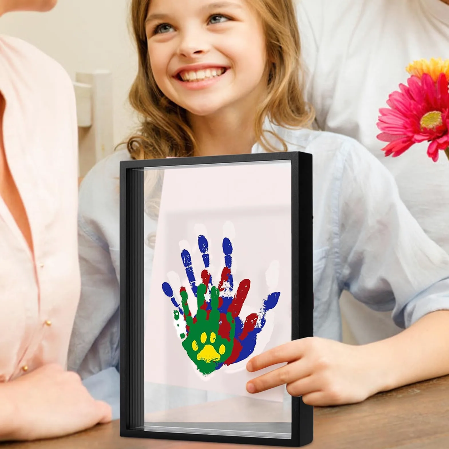 Kit Impronta Mano E Piede Neonato Cornice Portafoto Trasparente | Cornice Trasparente Impronta Familiare Soprammobile Da Casa Per Shower, Camera Neonato,