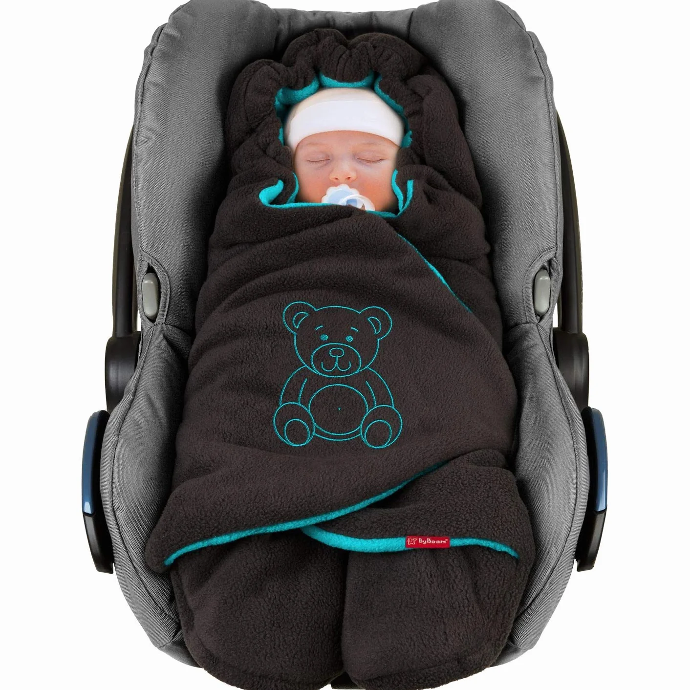 ByBoom Baby Copertina invernale avvolgente per il bebè l'originale con l'orsetto, Universale per ovetto, Seggiolino auto, Per passeggino o buggy, Morbida e accogliente