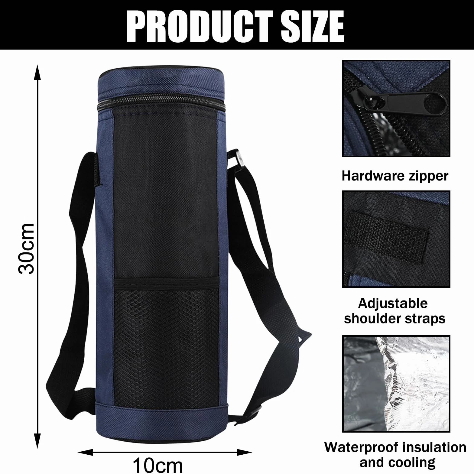 2PCS Borsa per Bottiglia Termica, Borsa Portatile per Bottiglia D'acqua Piccola Borsa Termica per Bevande con Tracolla Regolabile per Esterni, ViaggiS