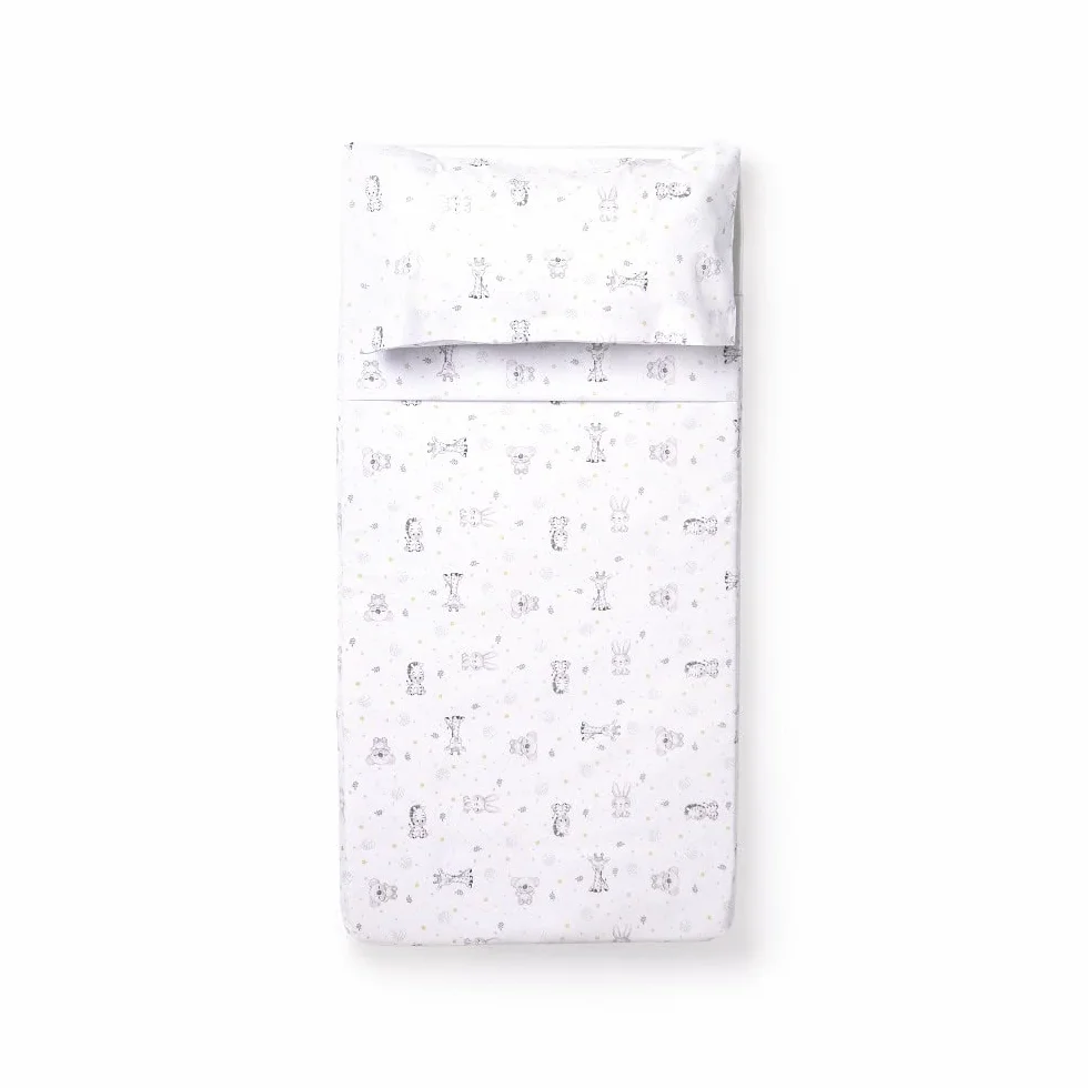 Set di 3 Lenzuola per Carrozzino KOALA en blanco rosa · 100% COTONE · Lenzuolo per Neonati