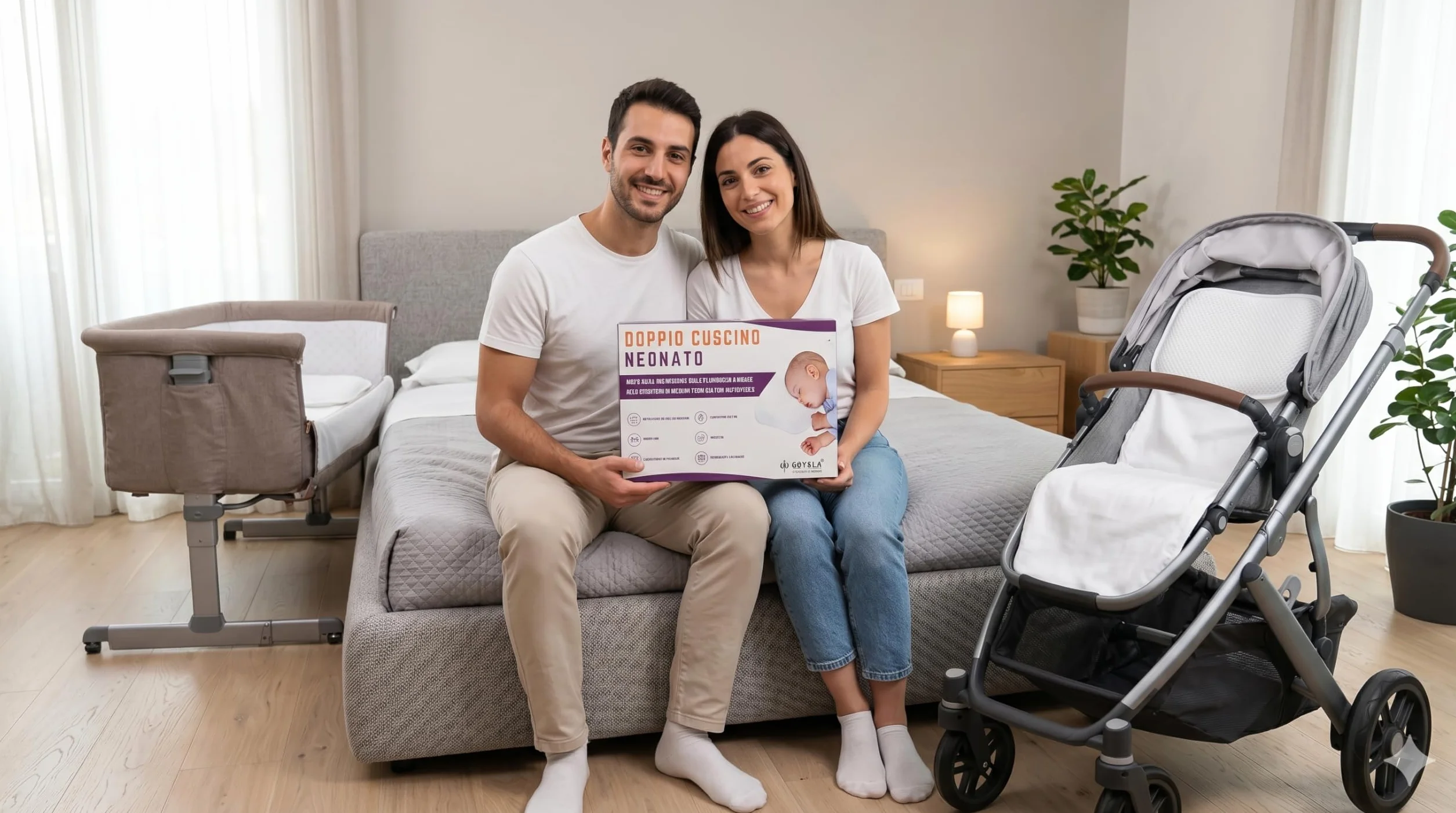 GOYSILA Set 2 Cuscini Neonato Antisoffoco Memory Foam Per Passeggino Carrozzina Compatibile Chicco Next2Me Inglesina Foppapedretti Traspirante Con Federa 100% Cotone Lavabile Antiacaro Morbido
