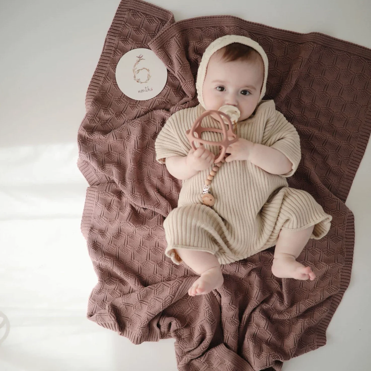 mushie | Coperta Lavorata a Maglia per Neonati e Bambini | copertina culla bambino, plaid bebe | 80 x 100 cm e 100% Cotone Biologico | Perfetta per Ogni Condizione Atmosferica | Off White Melange