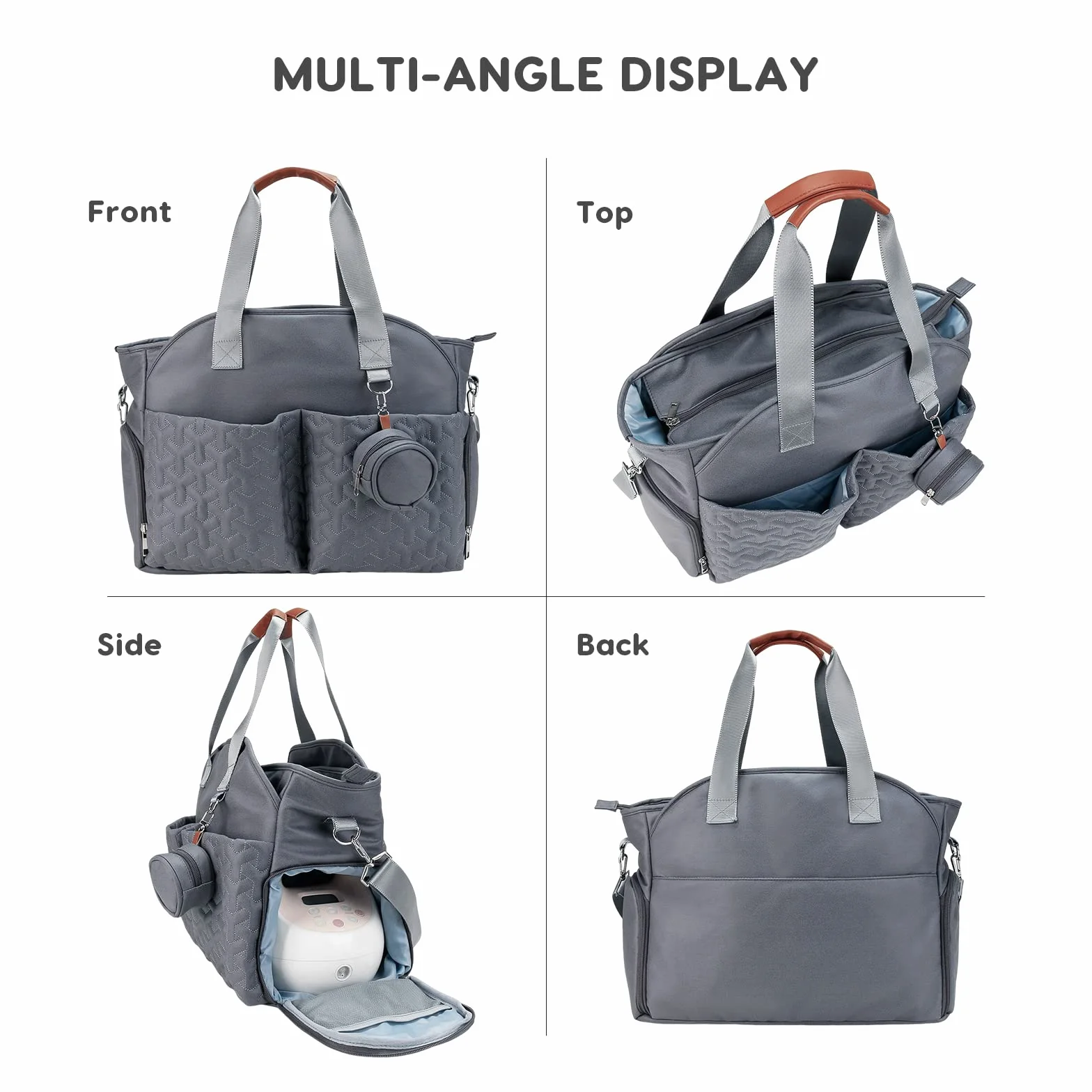 SONARIN Multifunzionale Elegante Borsa Fasciatoio per Neonato,Grande Capacità Impermeabile Borsa Cambio Borsa a Tracolla Portatile Borsa per Pannolini da Viaggio con Borsa Ciuccio(Grigio Scuro)