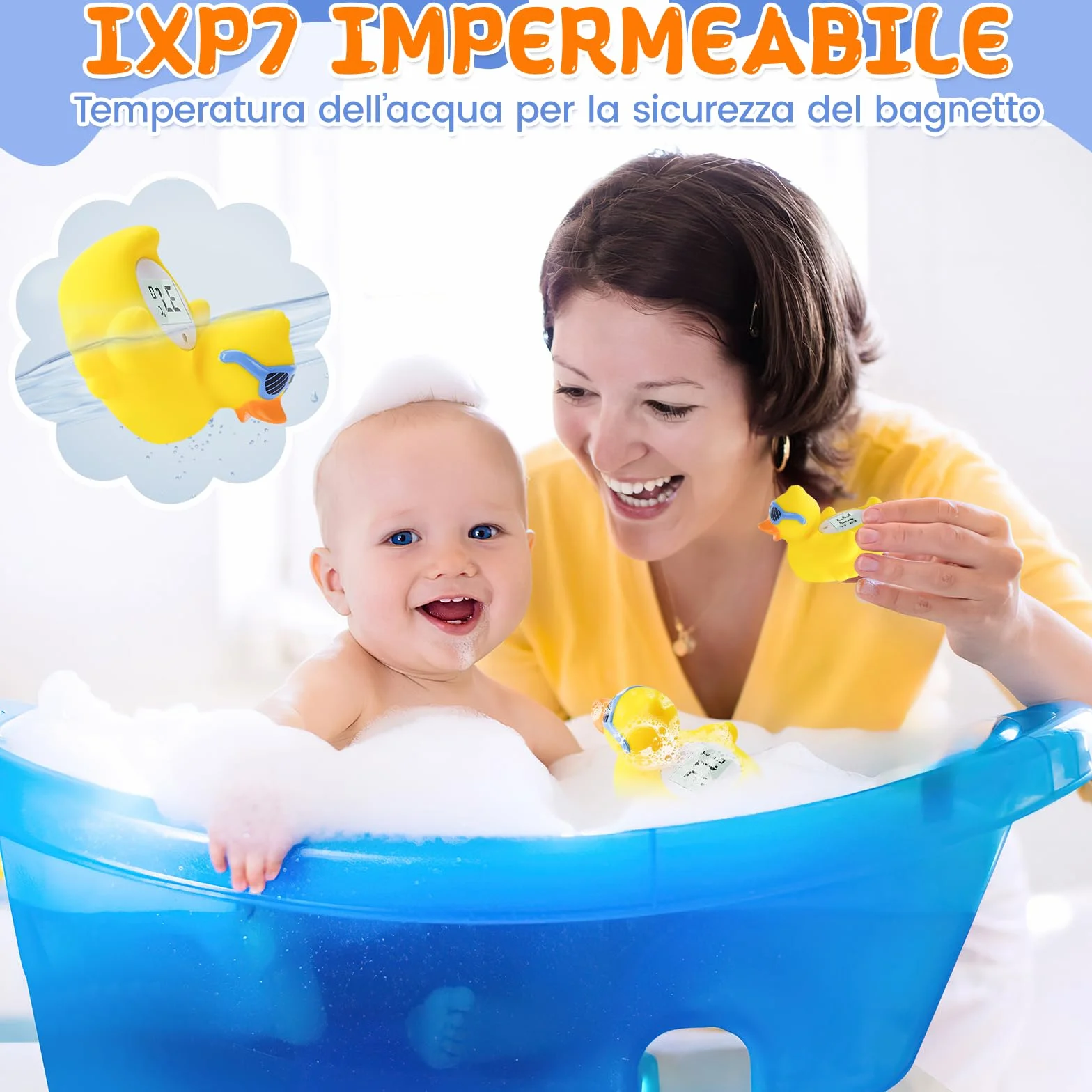Termometro da Bagno per Bambini, Convertibile tra ℉ e ℃, Termometro di Sicurezza per Neonati e per la Temperatura della Stanza, Giocattolo Galleggiante Sicuro per Vasca da Bagno