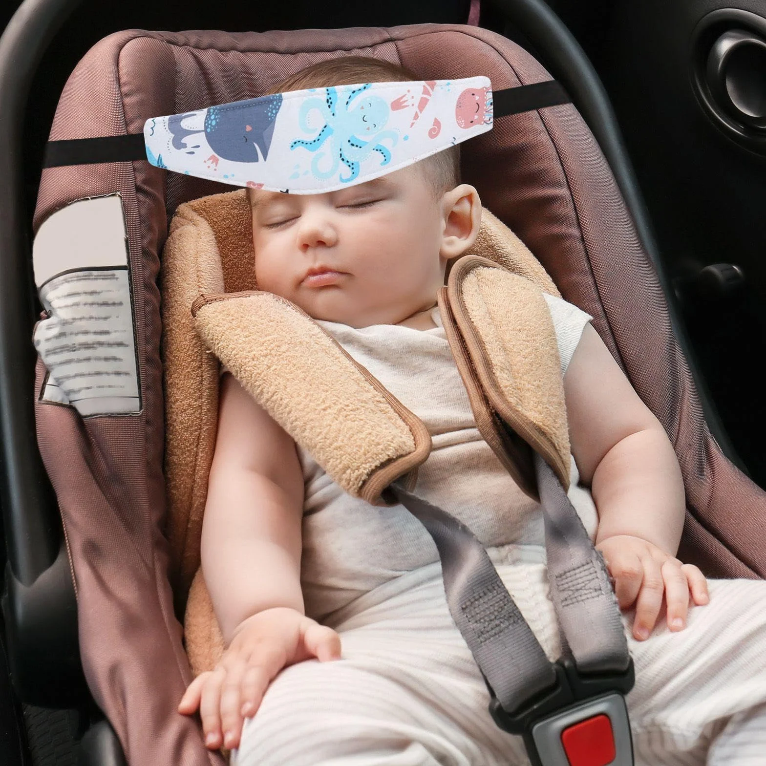 Cintura Di Fissaggio Per La Testa Del Bambino Da 3 Pezzi, Poggiatesta Per Seggiolino Auto, Cintura Ausiliaria Per Maschera Per Gli Occhi Per Dormire, Prodotti Per Bambini.