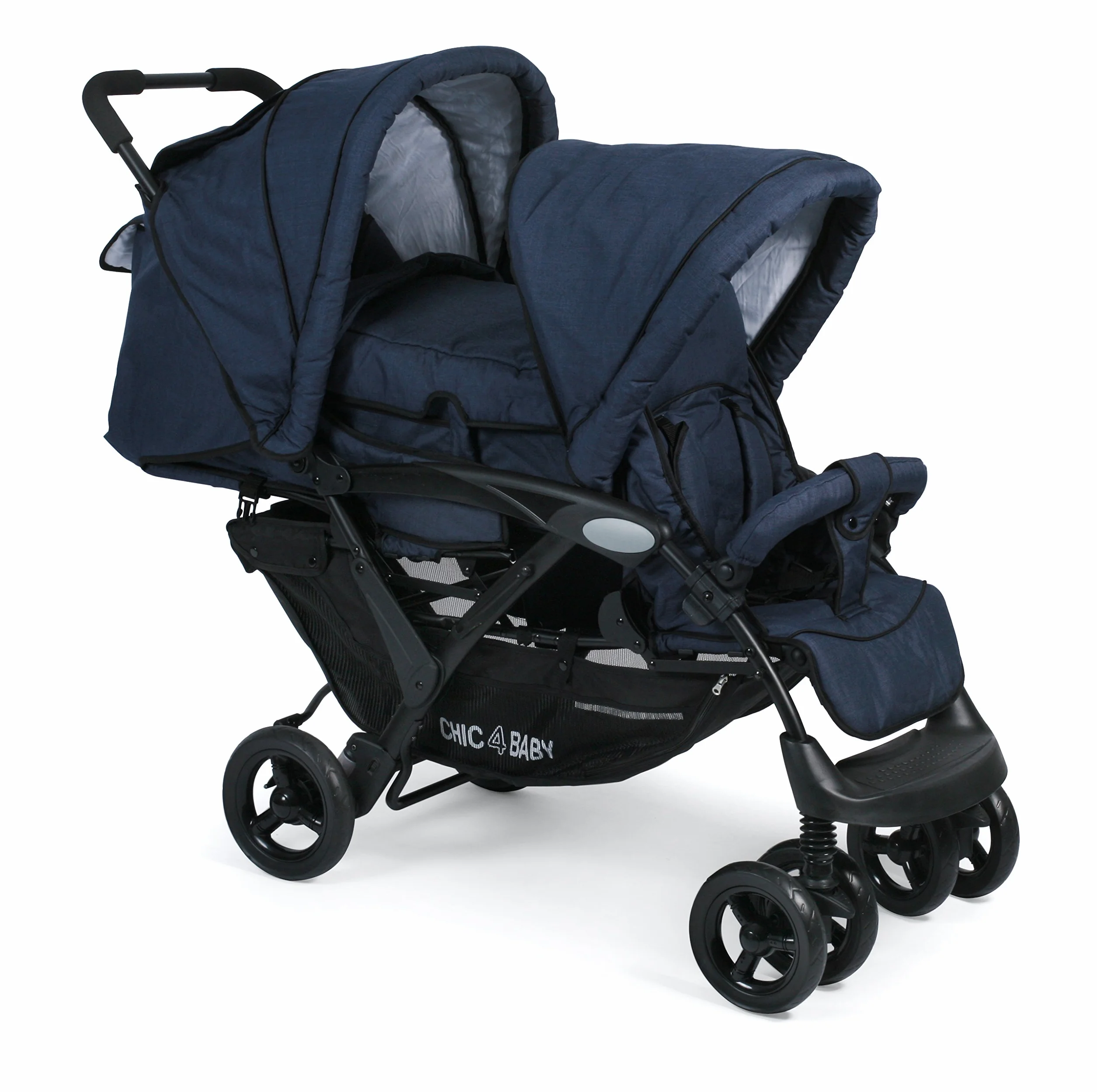 Chic 4 Baby 274 52 Passeggino Gemellare Duo, Jeans blu navy, blu