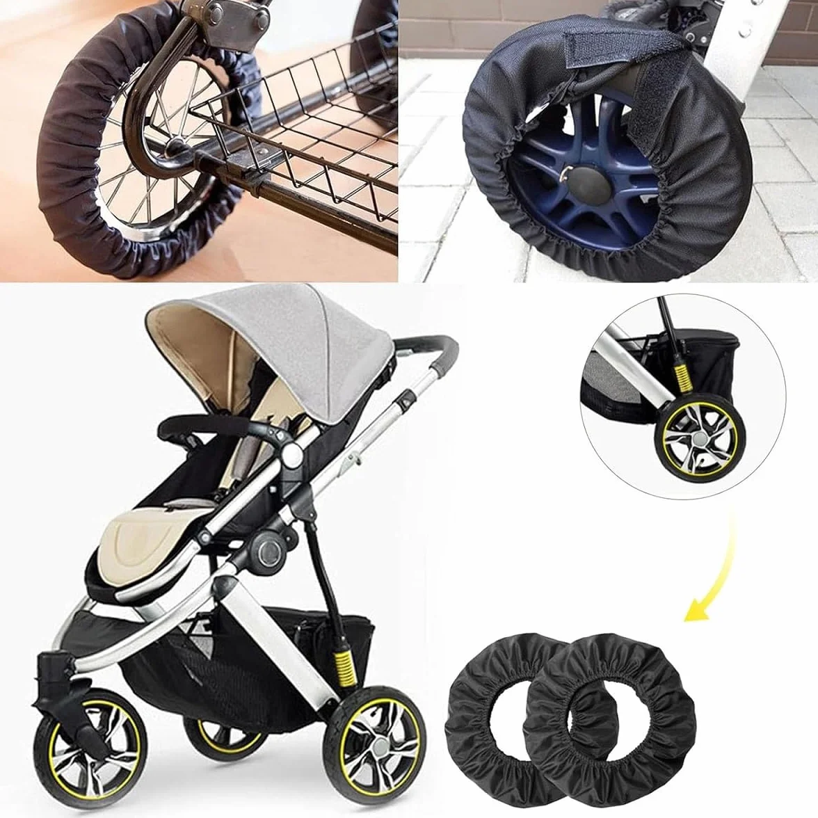 Copriruota per Passeggino,Coperture di Protezione Ruote Antipolvere,Passeggino Coprigambe Antipolvere,4PC Copriruote per Sedie a Rotelle Accessori per Passeggino