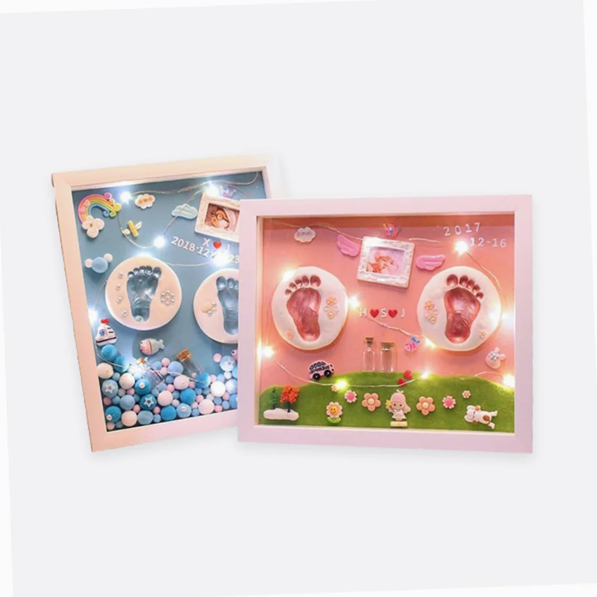 Toddmomy Kit Impronta Mani e Piedi per Ragazzo Ragazza Cornice Acrilica Oro, Set Completo per Regalo Nascita Unisex e Ricordo Battesimo Cornice da Appoggio