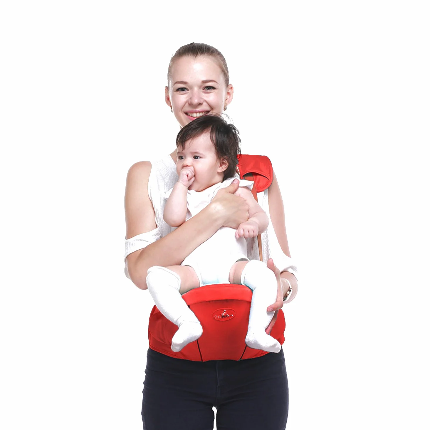 SONARIN Premio Hipseat Baby Carrier, Portantina per bebè, Sicuro e Comodo, Formato Libero, Cintura Anteriore Portaoggetti(Rosso Scuro)