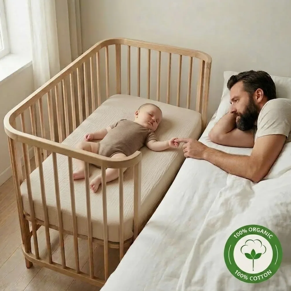 Danimarca - Lenzuola con angoli per culla in mussola super morbida, per ragazzi e ragazze, dimensioni standard per materasso per culla da 71 x 132 cm, 100% cotone biologico per il massimo