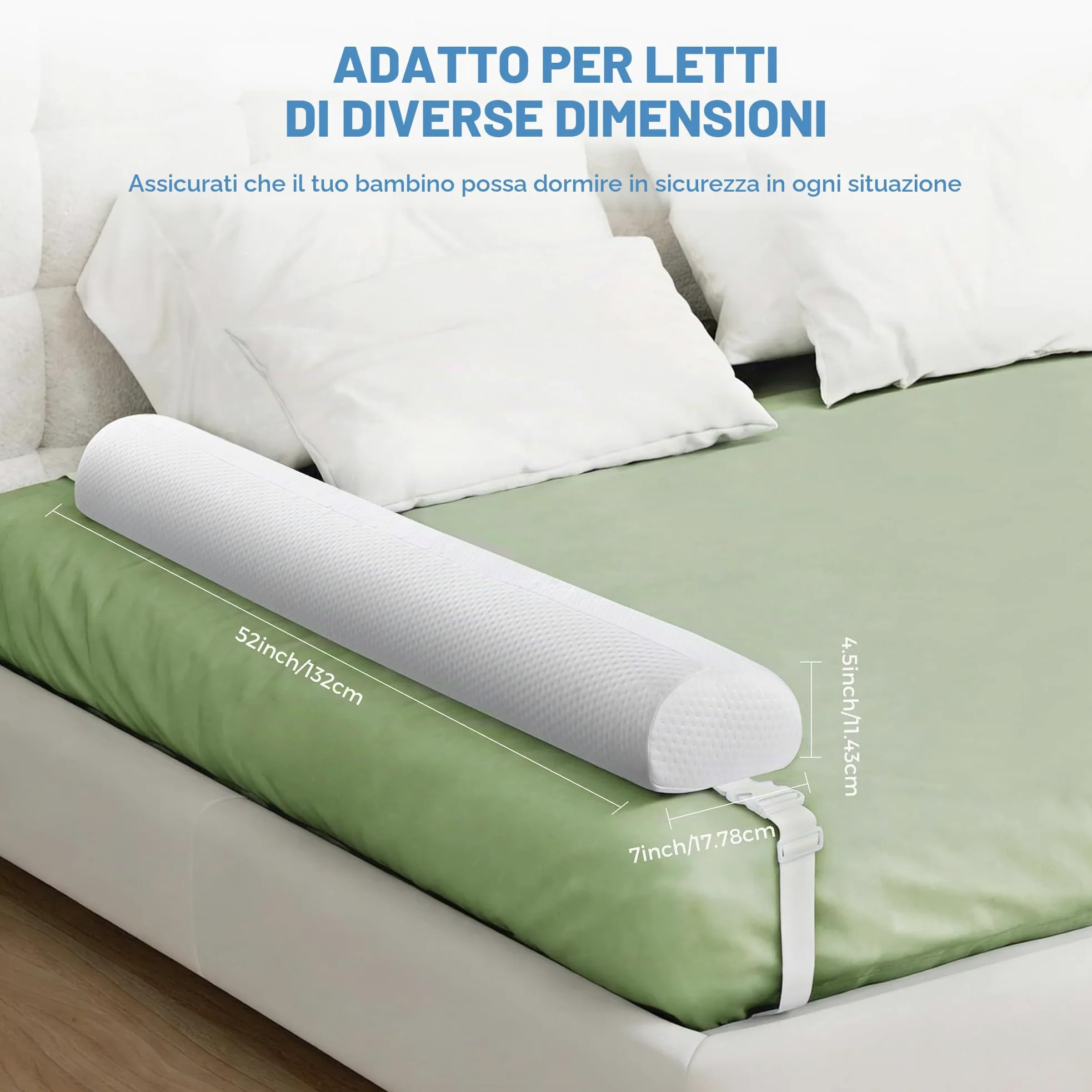YIHATA Paracolpi Lettino, Portatile Sponda Letto Bambini, Paracolpi Di Sicurezza Per Anziani Con Rivestimento Resistente All'Acqua, Antiscivolo E Lavabile in Lavatrice,Adatto A Tutti I Letti - 2 Pezzi