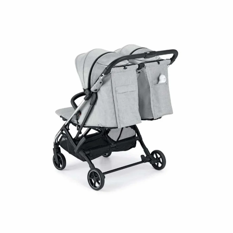 ART851-210 Cam Passeggino doppio - Grigio - GEM, passeggino perfetto per gemelli e/o fratelli e sorelle di diverse età, da 0 a 4 anni (22 kg.), Pieghevole compatto, Facile da trasportare, imbracatura.