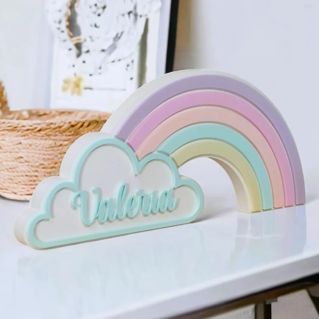 Arcobaleno con nome personalizzato. Diversi modelli tra cui scegliere. Regalo per neonati e bambini. Decorazione per baby shower e caramelle, per la cameretta dei bambini e la cameretta