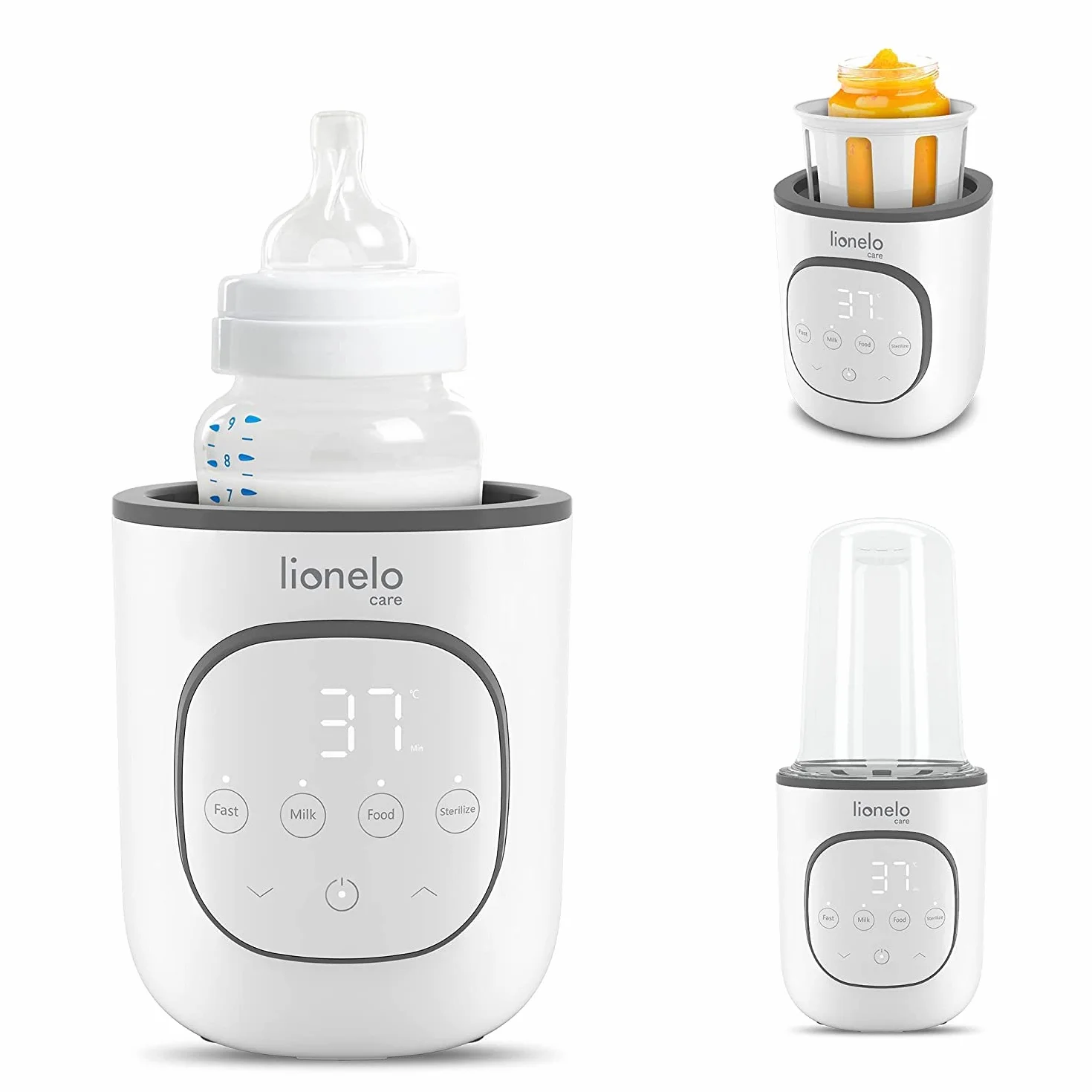LIONELO Thermup 2.0 Scaldabiberon 5 in 1 Riscaldamento di alimenti liquidi e solidi, Sterilizzazione, Scongelamento BPA FREE Protezione contro il surriscaldamento, Termostato Auto-off mancanza d'acqua
