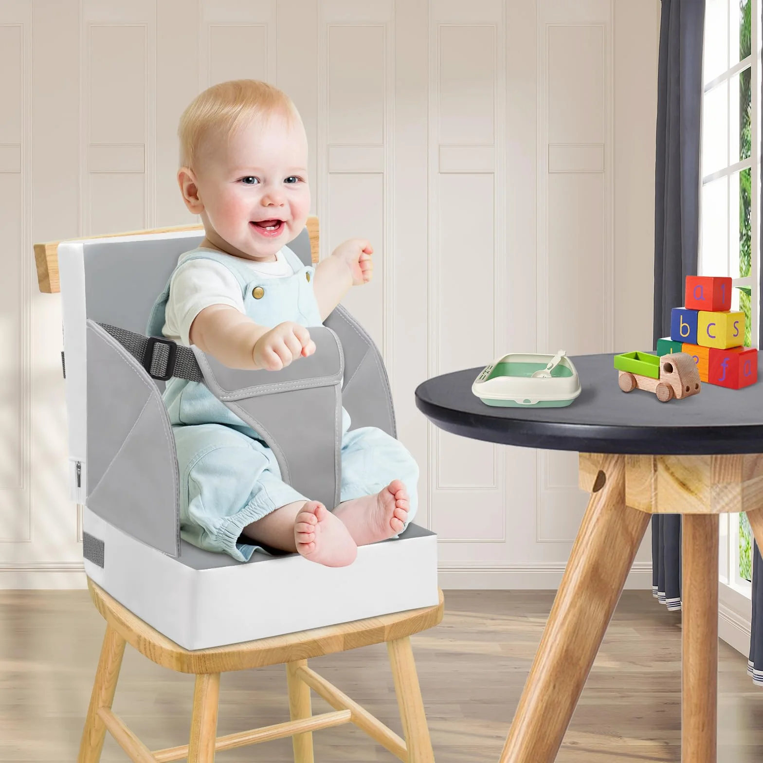 Sitzerhöhung Rialzo da Sedia per Bambini, 3-punto Cintura Cuscino di Seat Bambini Baby PU Impermeabile Sedia Portatile di Seat Elevation Con Cinture Cuscino di Seat