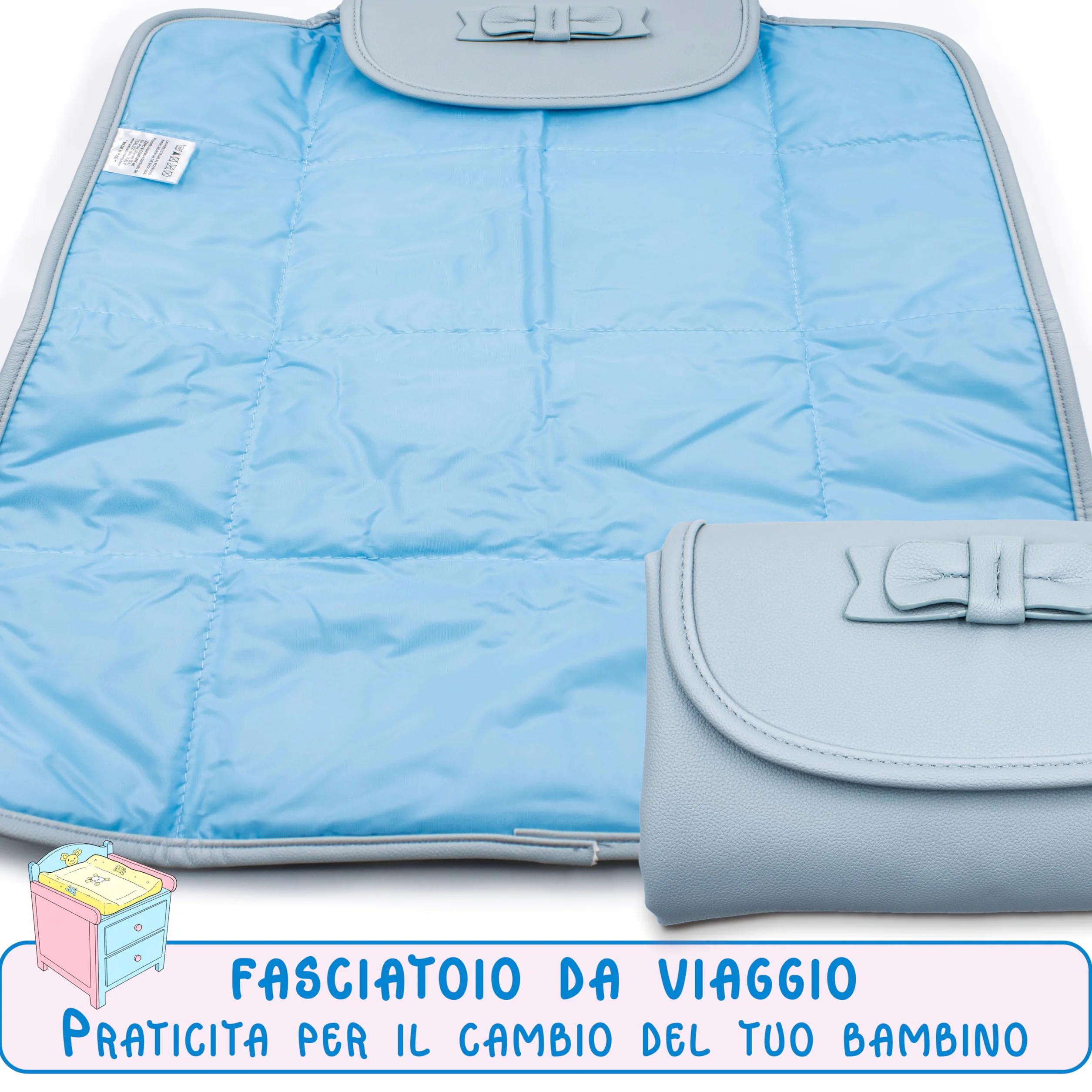 PASTELLO - Set Borsa Nascita Multifunzione con Accessori Inclusi, Borsone Mamma per Cambio e Viaggio, Con Fasciatoio, Portabiberon Termico e Portaciuccio (Art. SETN02)