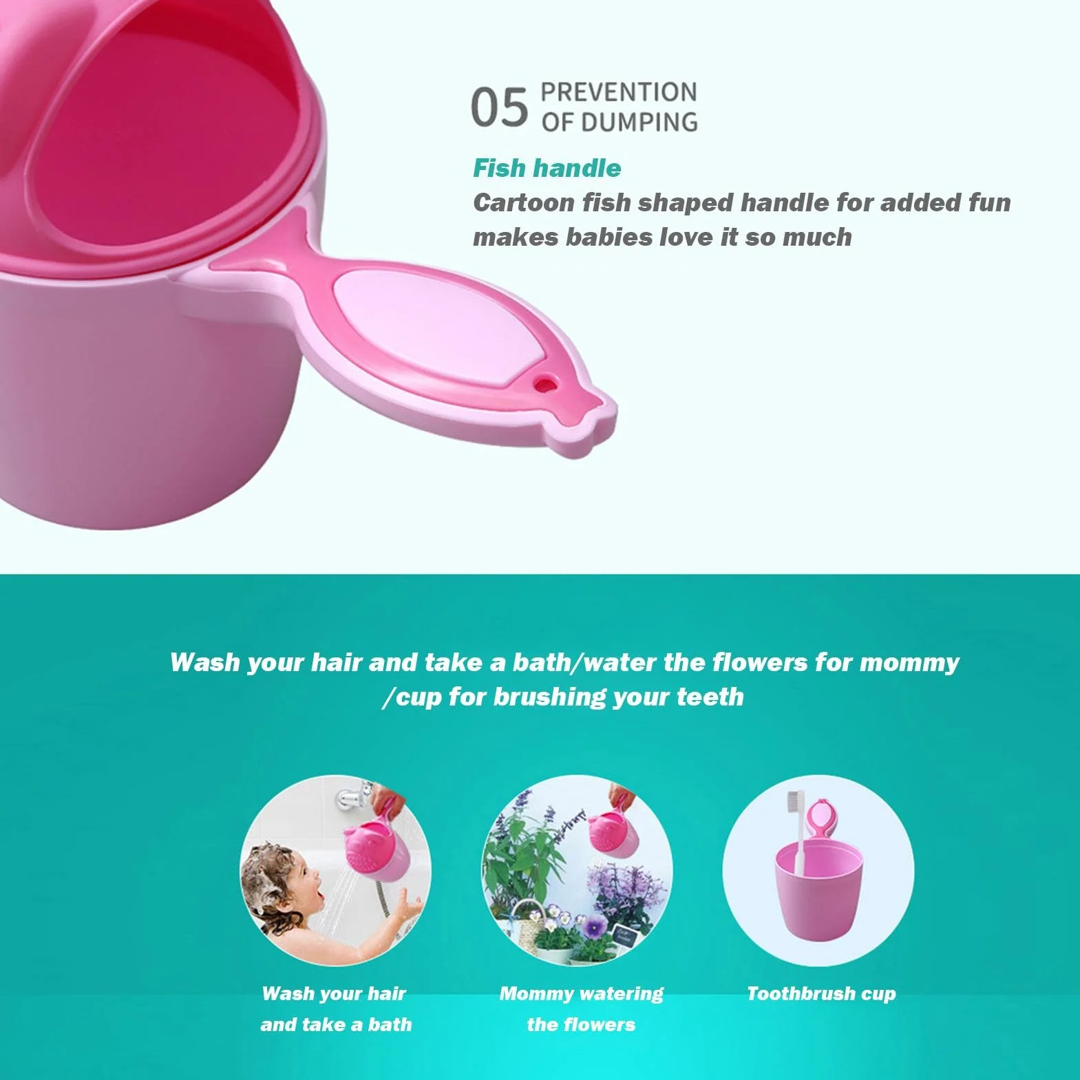 Tazza per il risciacquo del bagnetto per bambini, tazza per il bagnetto del bambino, tazza per shampoo per bambini, tazza per lo shampoo per la doccia per bambini, integratore per madre e neonato, taz