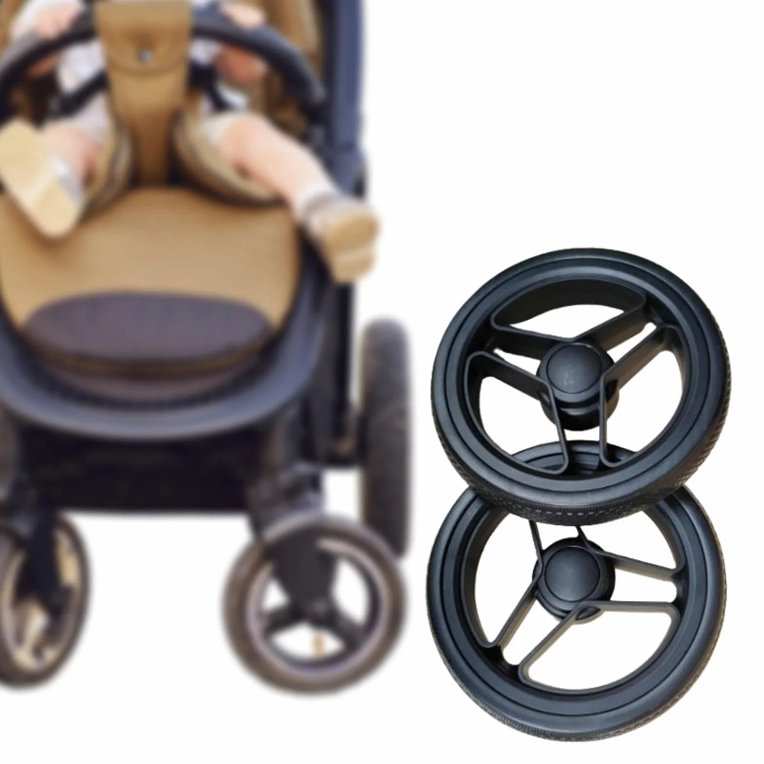 Amagogo Pneumatici per Passeggino 18/18,4 cm, Ruota Antiscivolo Facile da Installare Accessori per Ruote, Pneumatico per Passeggino, Carrello, Scooter Elettrico, 2 Pneumatici Posteriori, 18.4 Cm