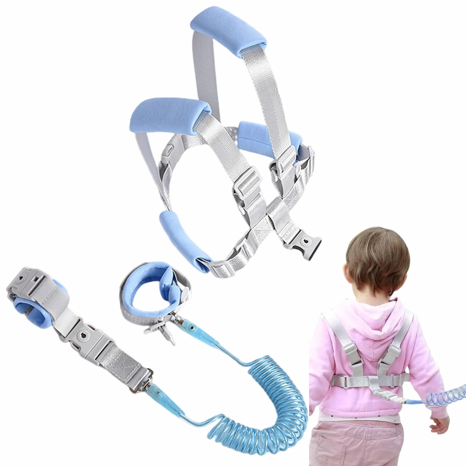 Imbracatura di Sicurezza per Bambini, Xiuyer 2.5M 2 in 1 Anti-Perso Cintura da Polso Cinturino con Blocco Guinzaglio di Sicurezza per Ragazzi e Ragazze Passeggio