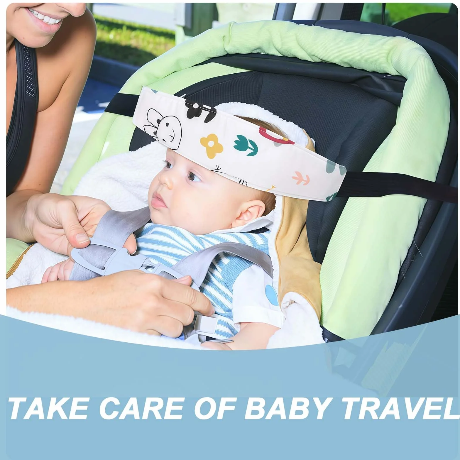 3 Poggiatesta per auto per bambini in cotone, accessori per seggiolino per bambini, fascia per la testa, regolabile, supporto per la testa per auto e passeggino
