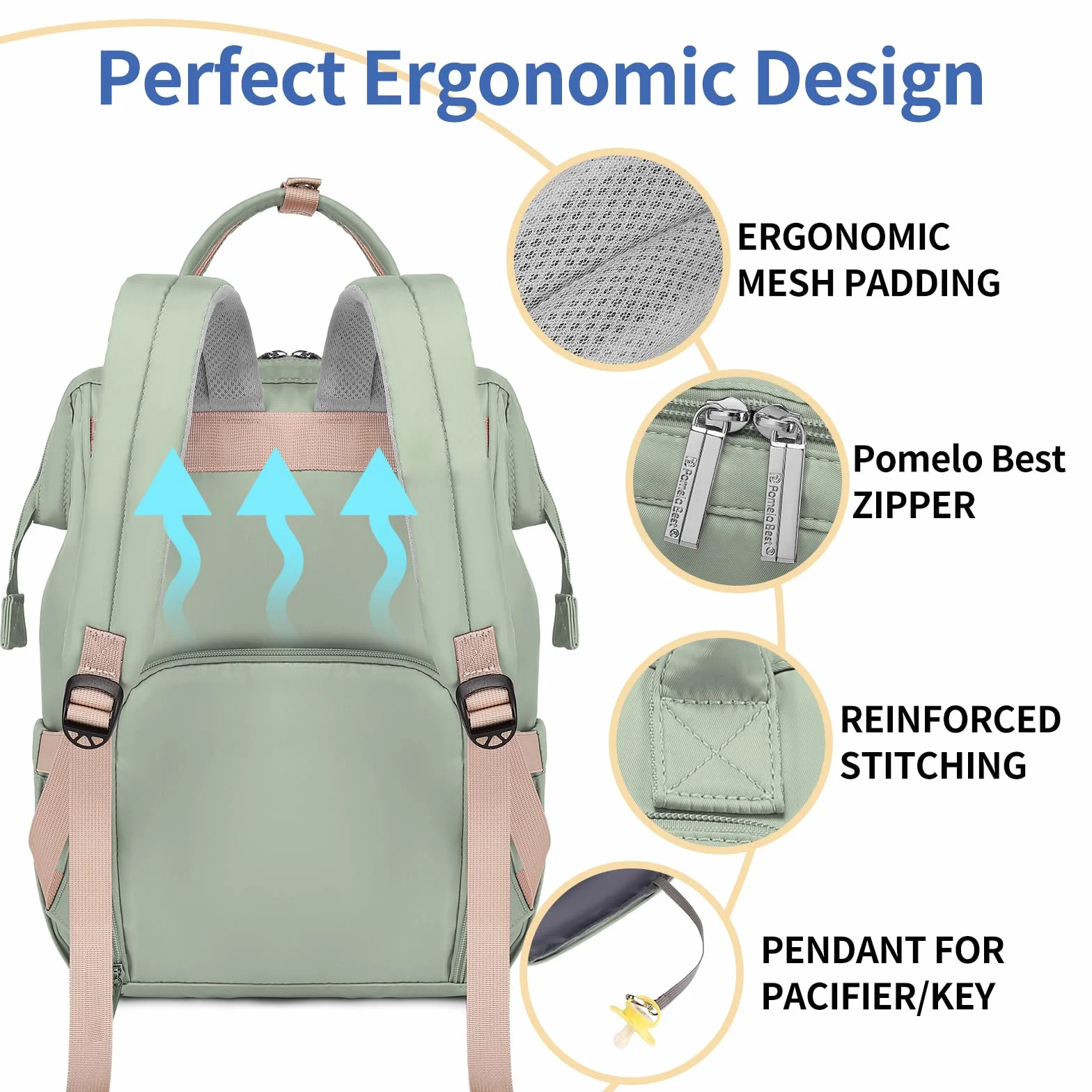 Pomelo Best Zaino Fasciatoio per Bambini con Fasciatoio Impermeabile Grande Capacità Borsa Passeggino per Viaggi - Serie Macaron