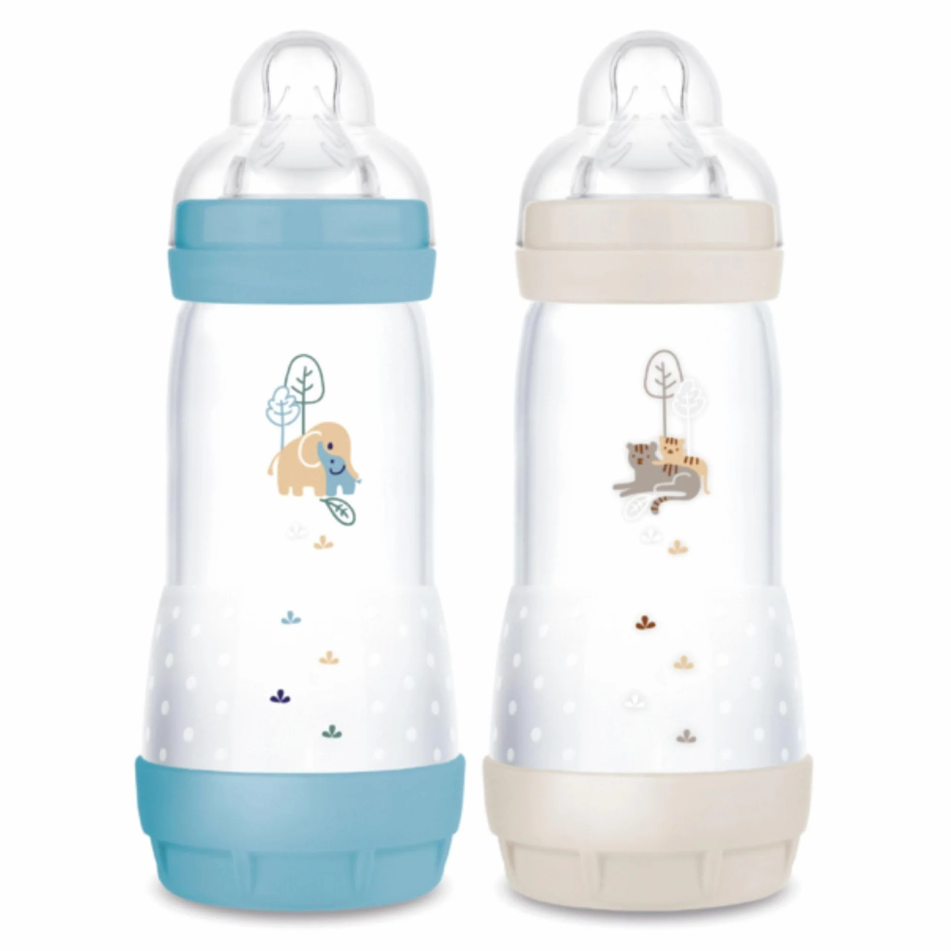 MAM | Set di 2 biberon Easy Start Anti-Colica 4+ mesi a flusso rapido (2 x 320 ml) Oceano + Sabbia - Biberon per ridurre le coliche e il disagio del bambino - Biberon per l'allattamento
