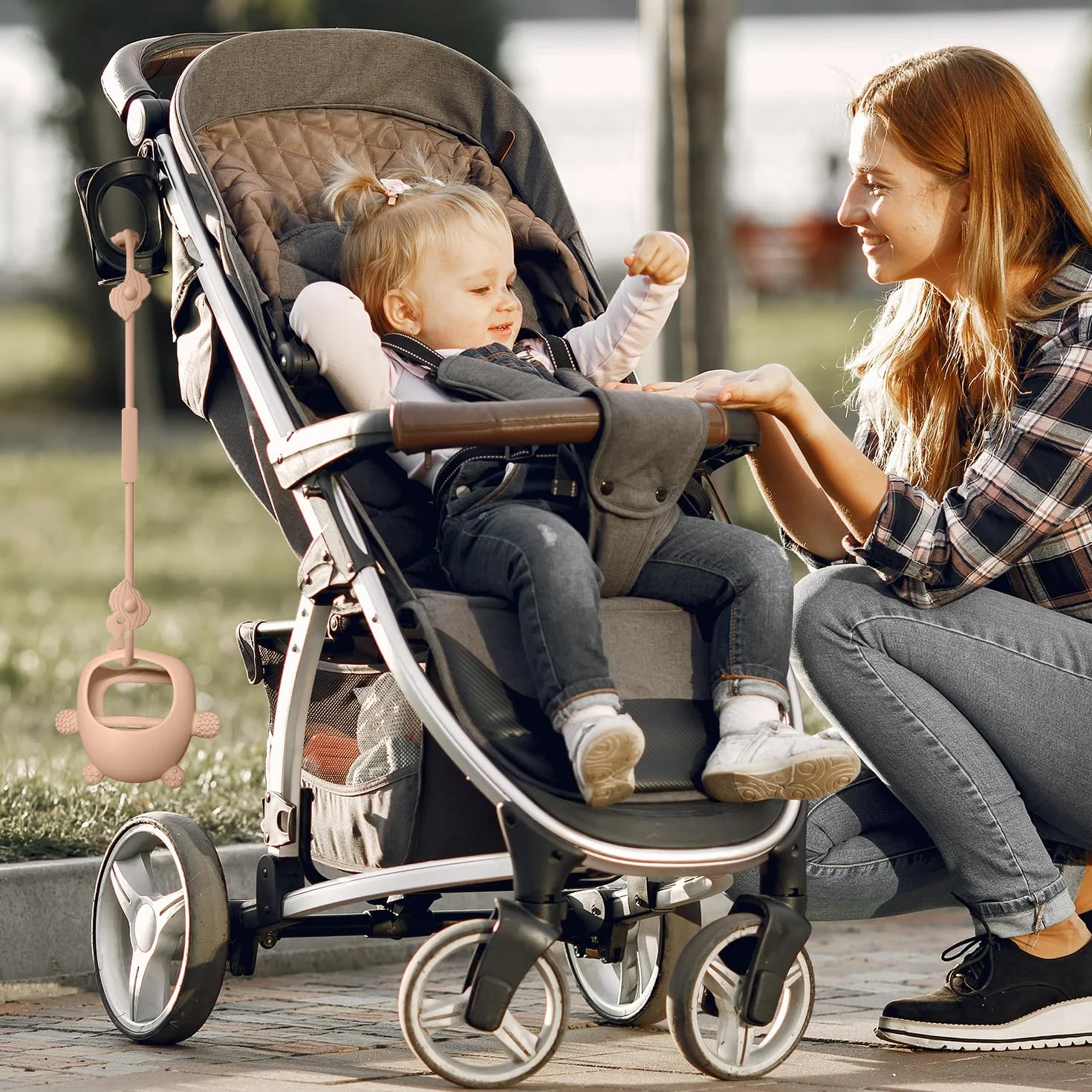 Set di 4 cinture di sicurezza per giocattoli, in silicone Pacifier, per snack, con cinghie, per passeggino, seggiolone, culla, ragazzi e ragazze di 3 mesi