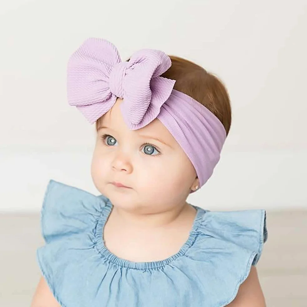Cinaci Confezione da 12 Fasce per Capelli in Nylon Super Elastico con Fiocco Grande Accessori per Capelli Fasce per Neonate Neonati Bambini Bambini