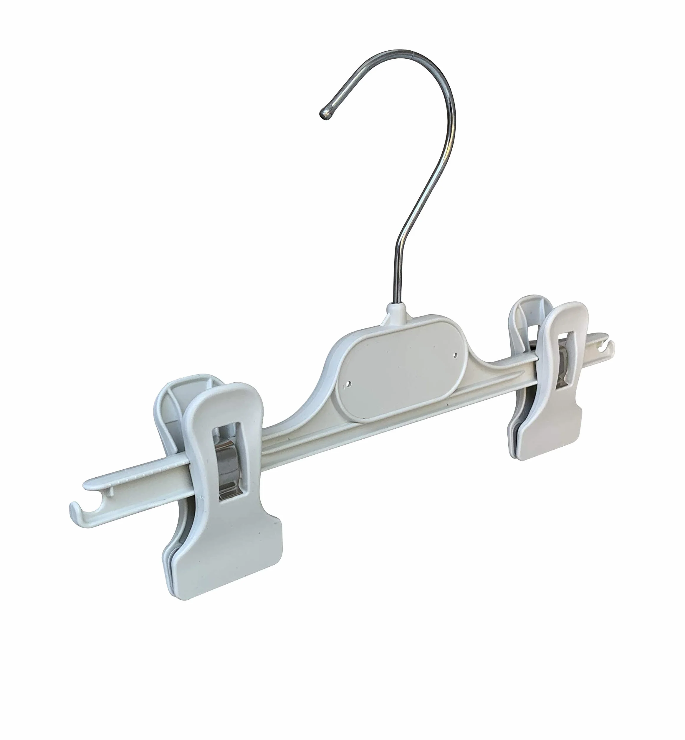 Kiroplast 20 Grucce per Pantaloni Bambini Bianche, Appendini in Plastica con Clip per Gonne 24cm