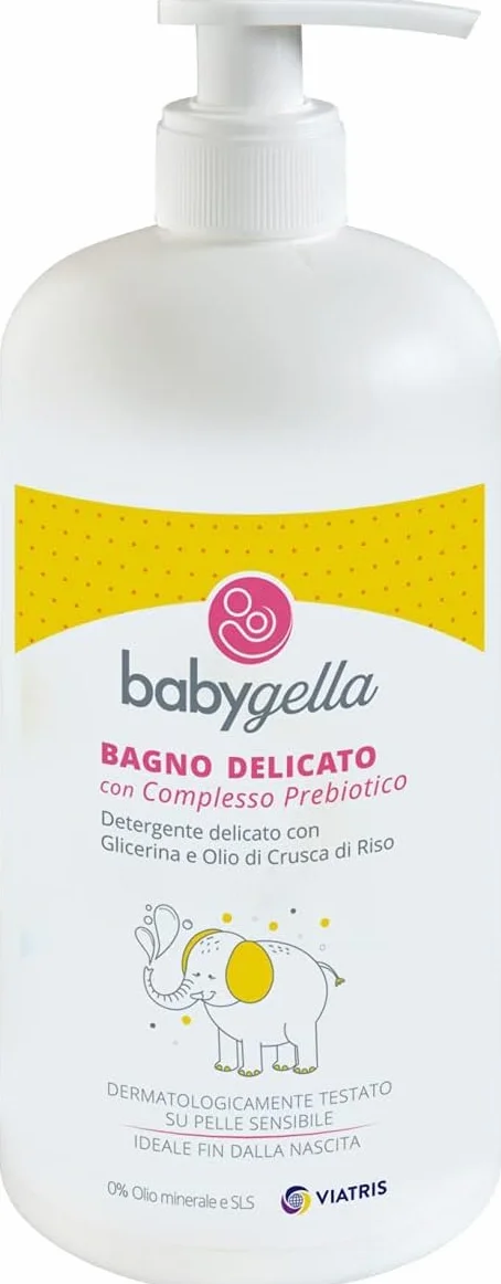 Babygella Bagno Delicato, Detergente Neonato con Complesso Prebiotico, Glicerina e Olio di Crusca di Riso, Confezione da 500 ml