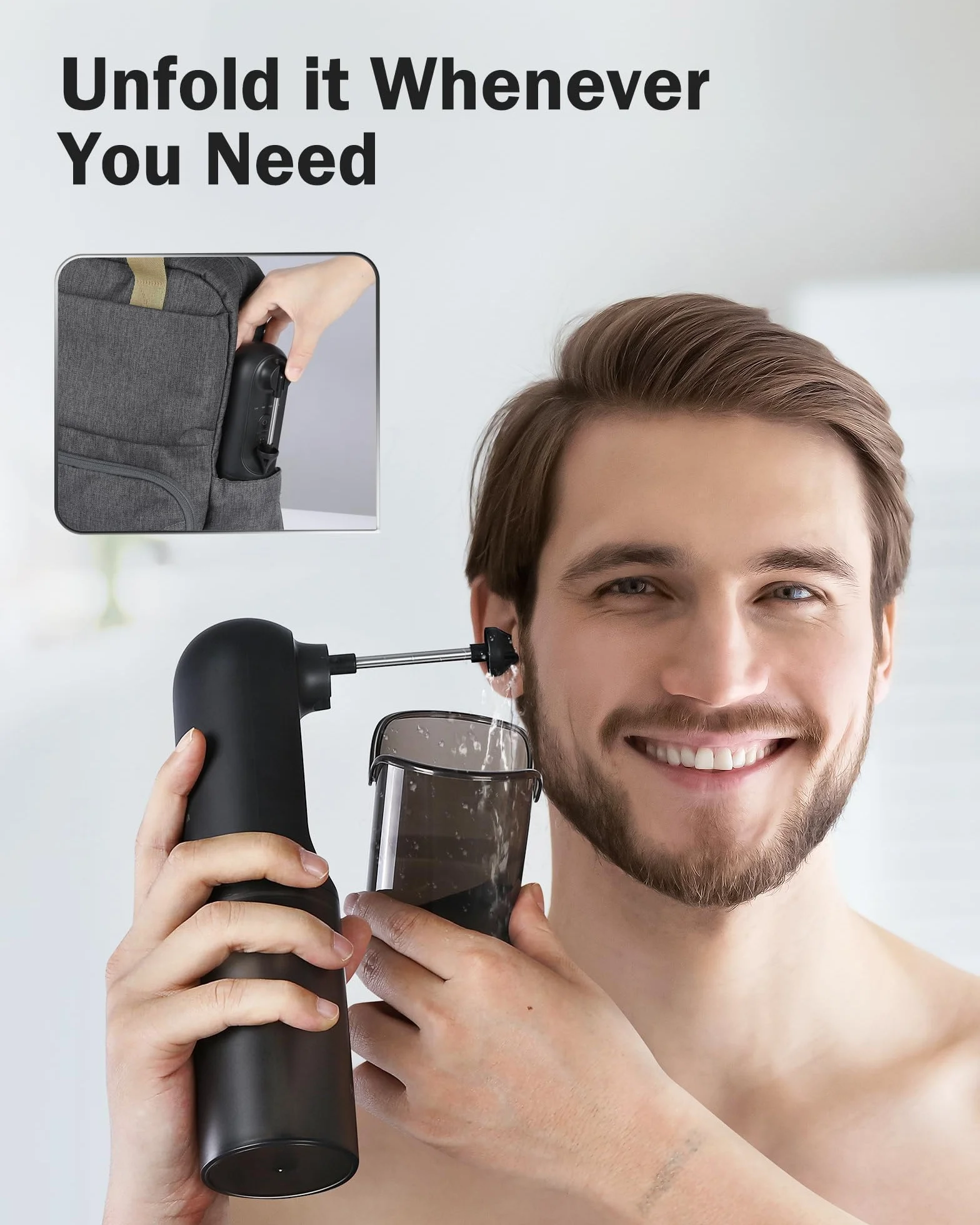 Hommie Kit Elettrico per la Rimozione del Cerume, Impermeabile IPX7 Kit di Irrigazione per la Pulizia delle Orecchie con 4 Punte Riutilizzabili