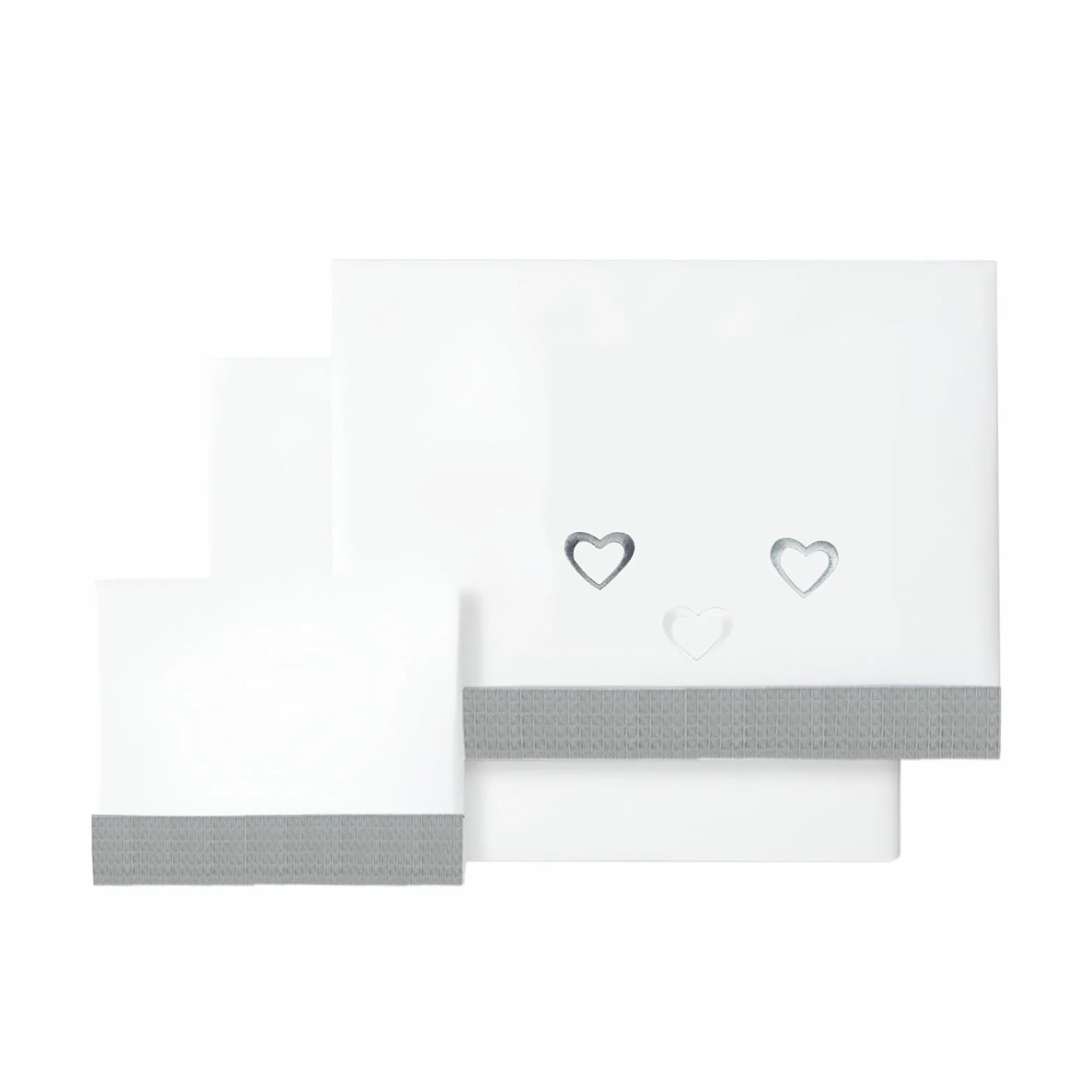various Set Lenzuola Lettino Neonato 60x120 cm, 100% Cotone Extra Morbido, Include Lenzuolo con Angoli, Lenzuolo Sopra e Federa, Biancheria Letto Bambino Traspirante Happy Love Colore BCO/Grigio