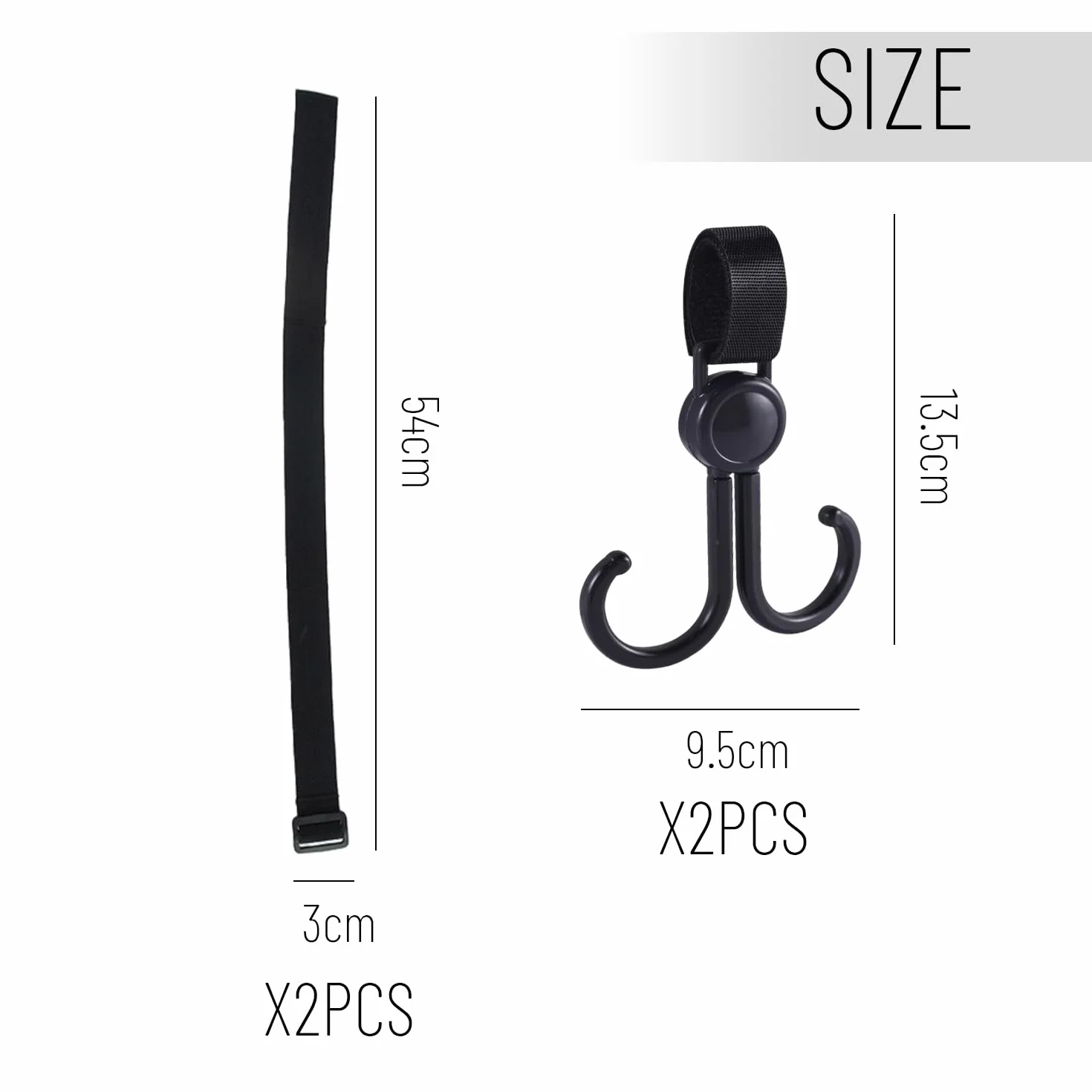 2 Pezzi di Passeggino Cinghie da Polso, 2 Pezzi di Passeggino Ganci, Passeggino Antiscivolo Cinghie, Passeggino Accessori, Bambino di Stoccaggio Ganci, Moderno E Semplice Appeso.