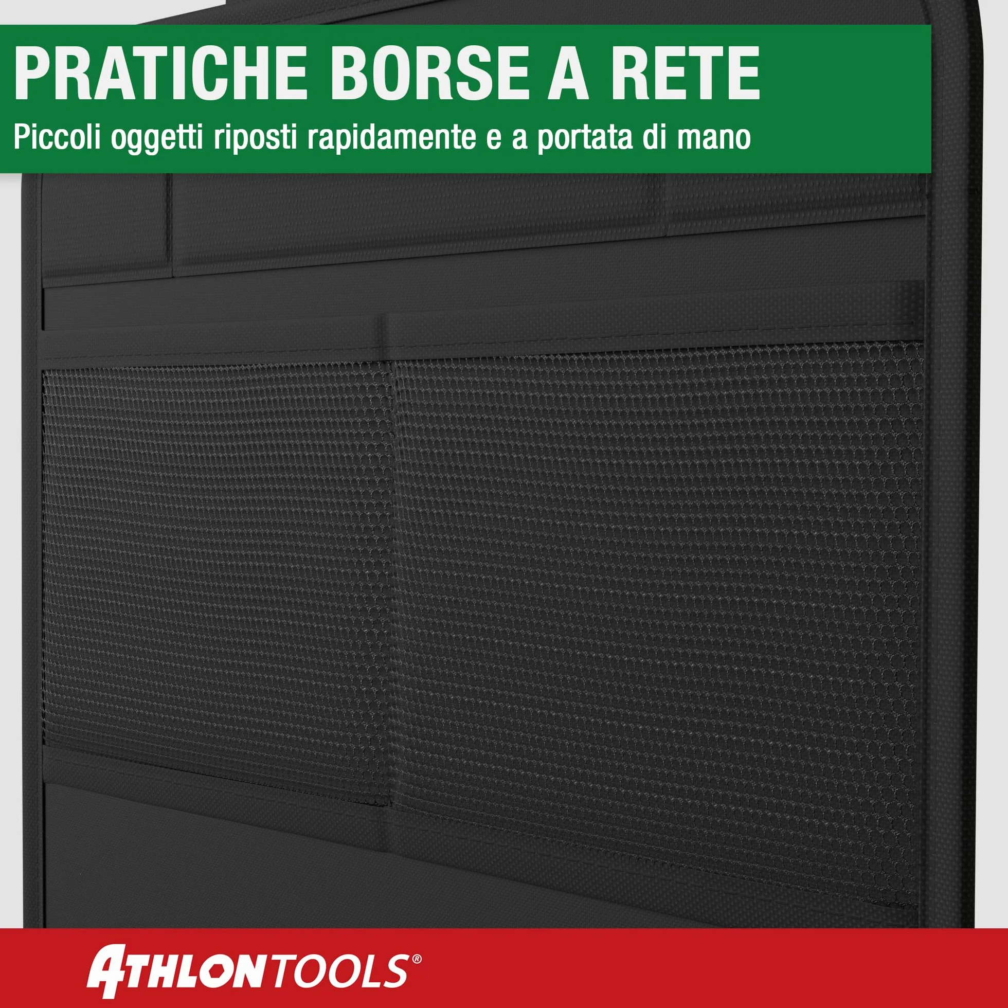 ATHLON TOOLS tappetino di protezione dello schienale rivestito, tappetino di protezione dello schienale dell'auto - con tasche in rete - repellente allo sporco