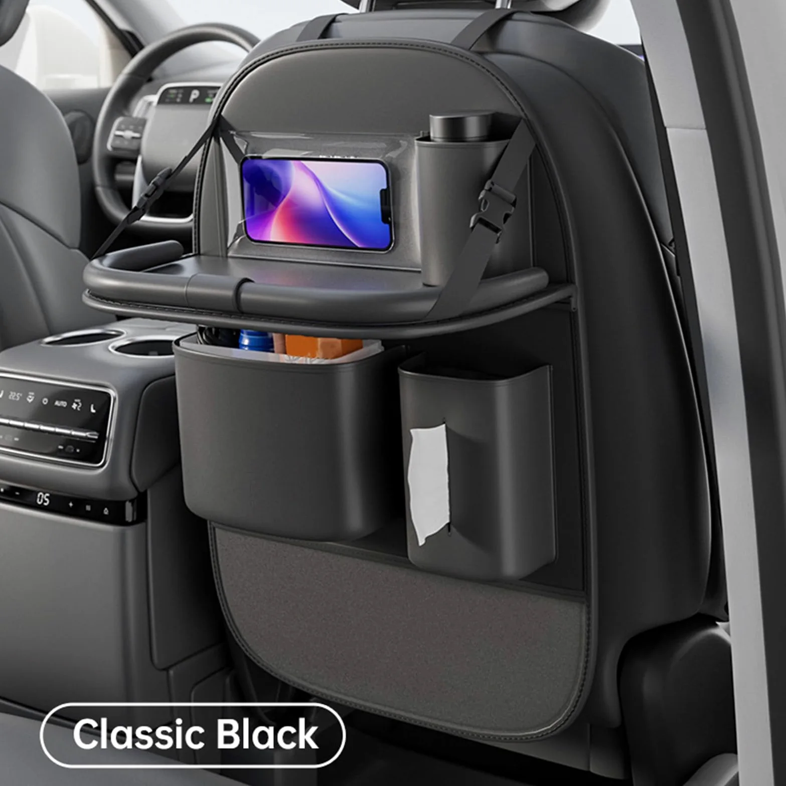 Organizzatore per seggiolino auto | Vassoio da pranzo per auto – Organizzatore per telefono e bicchiere per viaggi, viaggi stradali, uscite familiari, furgoni, e viaggi giornalieri