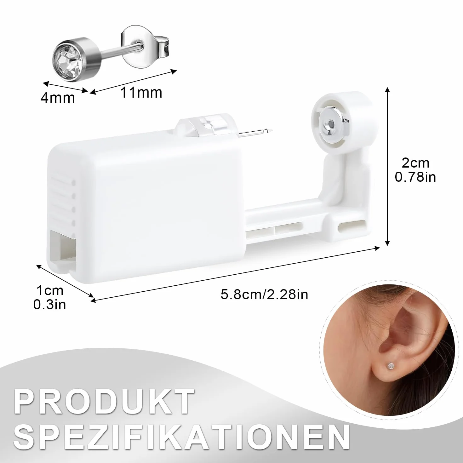 Voarge Set di 6 pistole per piercing all'orecchio, sterile, di sicurezza, con kit per piercing per asepsi