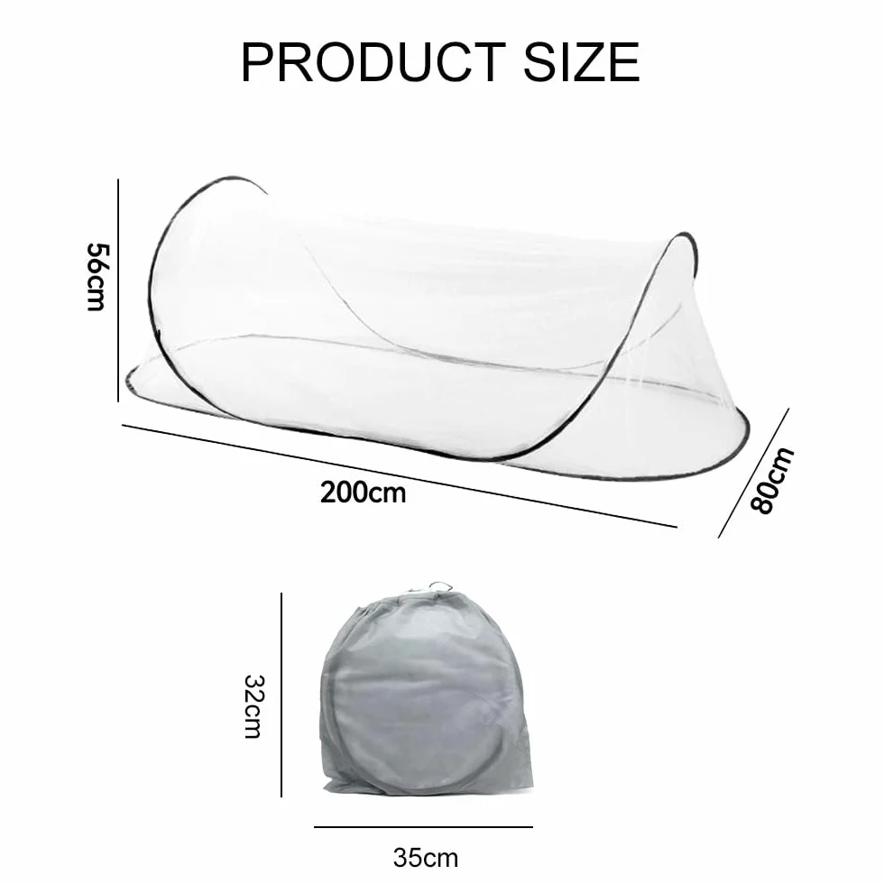 Zanzariera Pop Up 200 x 80 x 56 cm, Zanzariera portatile pieghevole, Zanzariera Pop Up Letto Singolo, per il viaggio, il campeggio e la casa